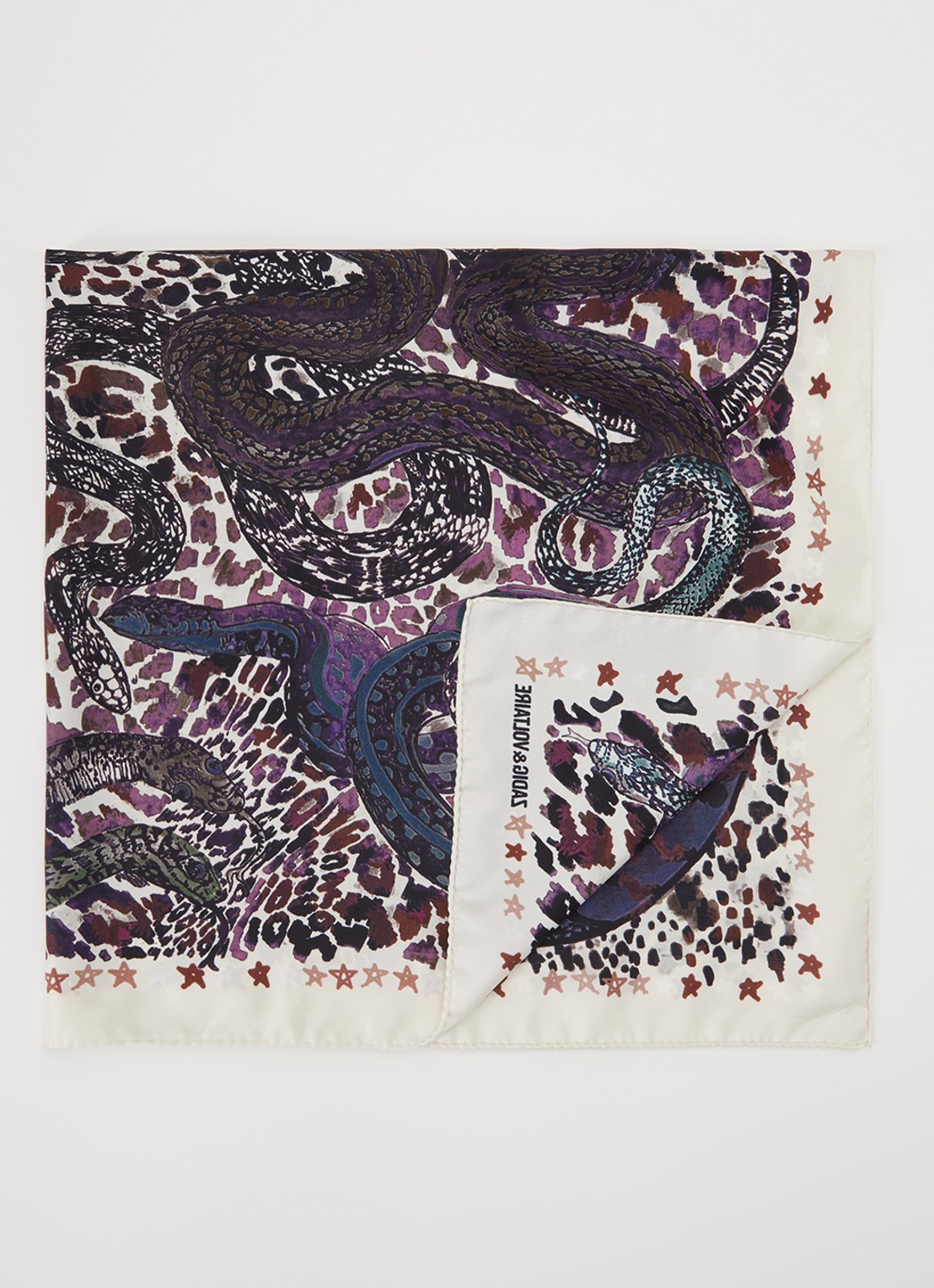 Zadig&Voltaire Debbie 85 Snake sjaal in zijdeblend 85 x 85 cm - voorkant gebroken wit