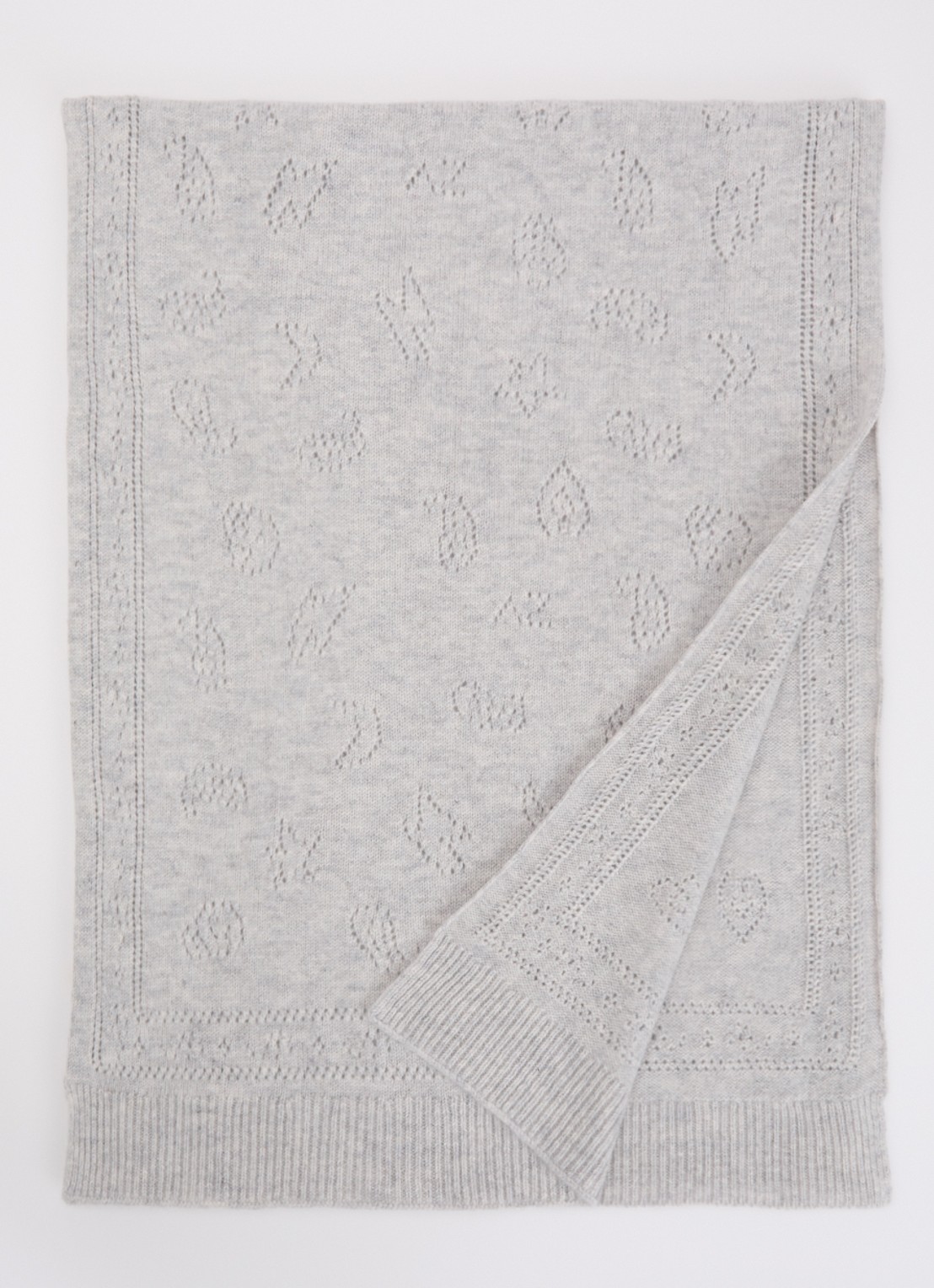 Zadig&Voltaire Demi Pointelle sjaal in kasjmierblend 210 x 40 cm - voorkant 3 lichtgrijs