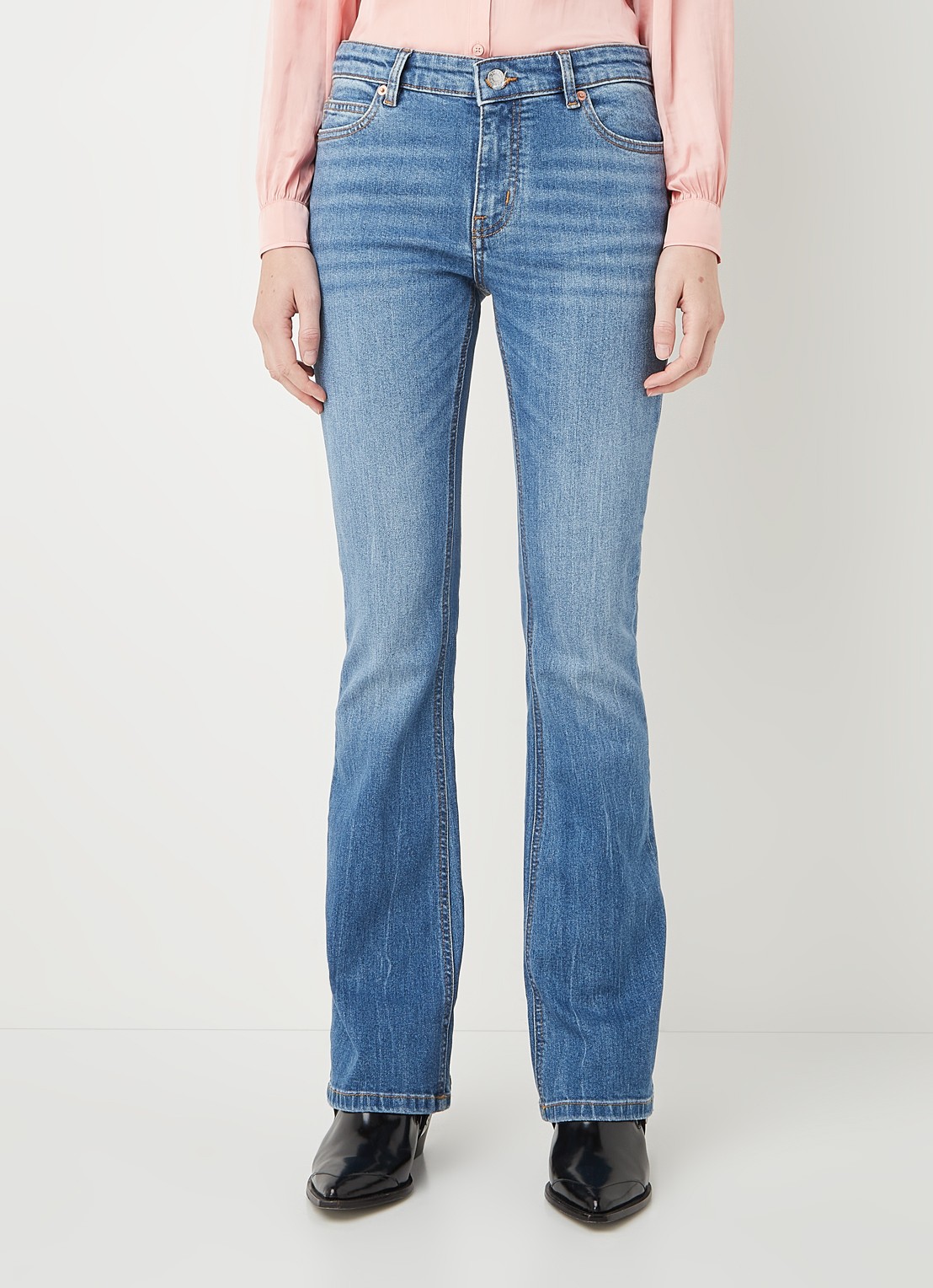 Zadig&Voltaire Eclipse low waist flared fit jeans met stretch - detail 4 indigo