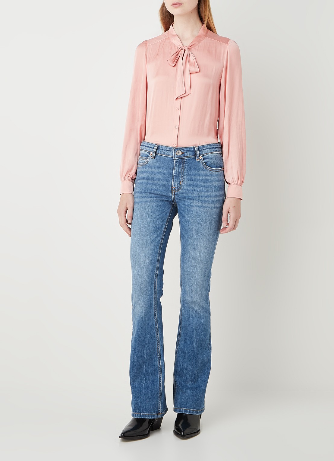 Zadig&Voltaire Eclipse low waist flared fit jeans met stretch - voorkant 2 indigo