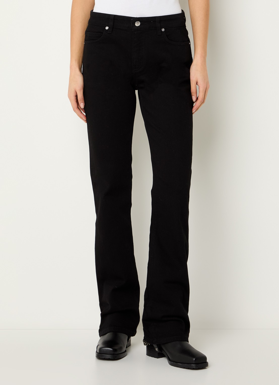 Zadig&Voltaire Eclipse mid waist bootcut jeans met gekleurde wassing - detail 2 zwart