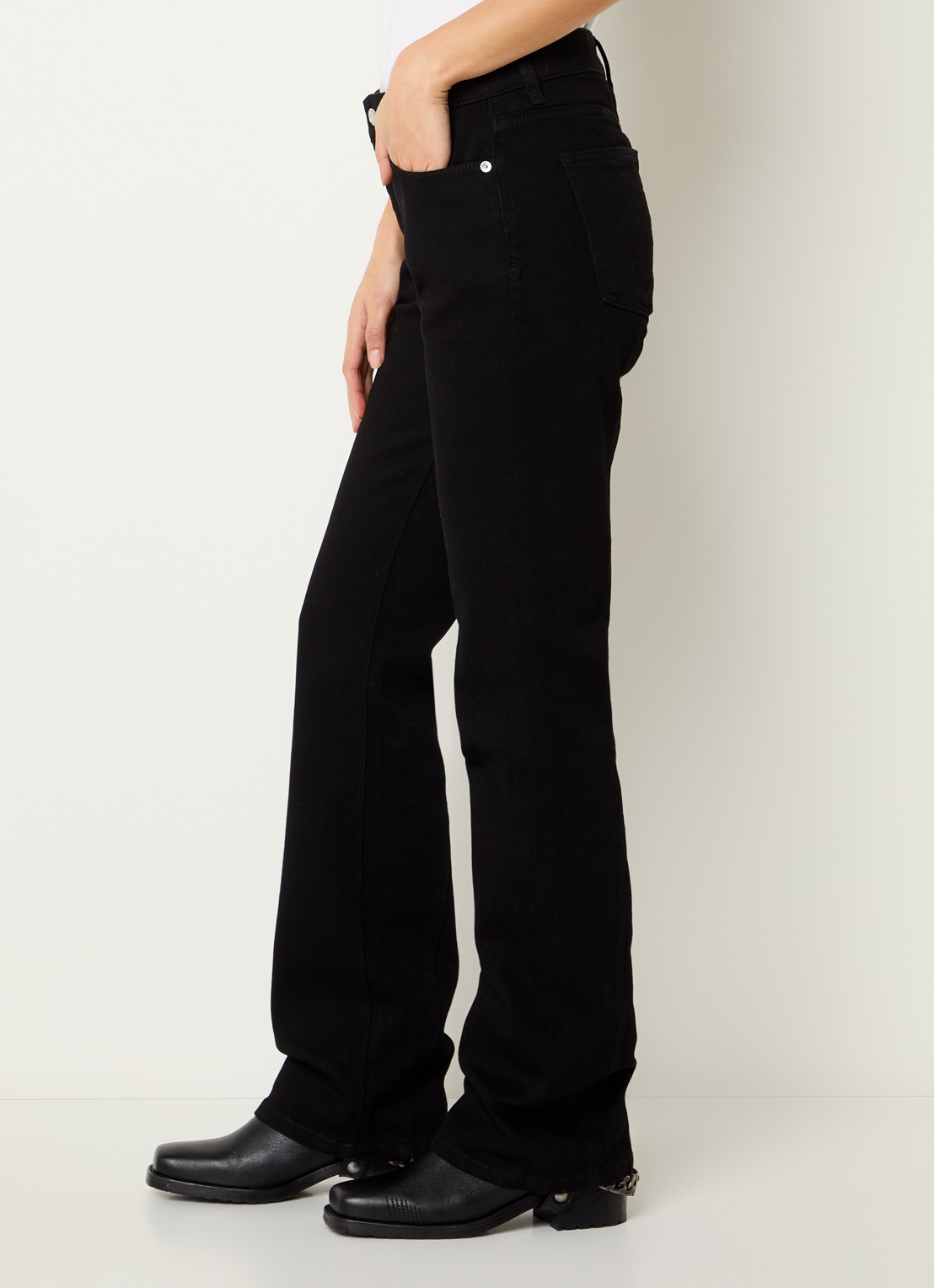 Zadig&Voltaire Eclipse mid waist bootcut jeans met gekleurde wassing - detail 3 zwart