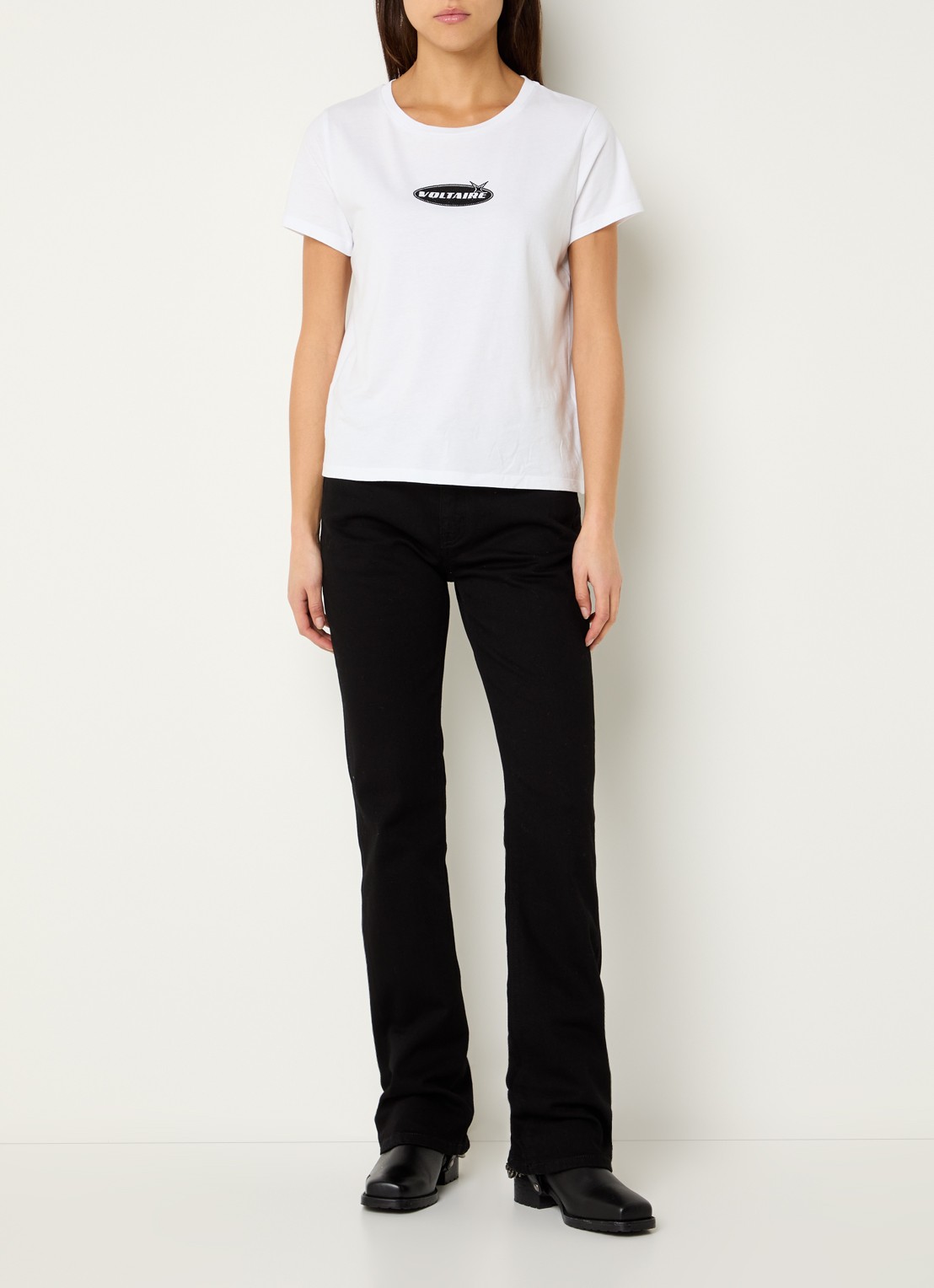 Zadig&Voltaire Eclipse mid waist bootcut jeans met gekleurde wassing - voorkant 5 zwart