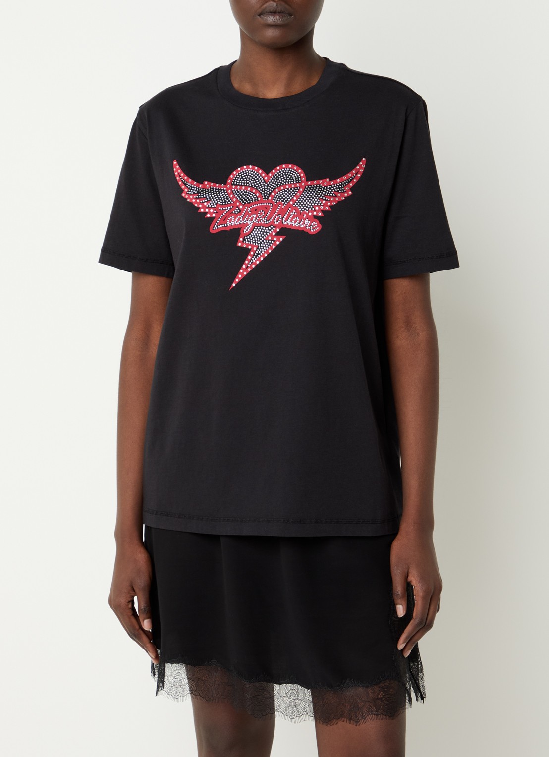 Zadig&Voltaire Edwin HC T-shirt met strass - detail 4 zwart
