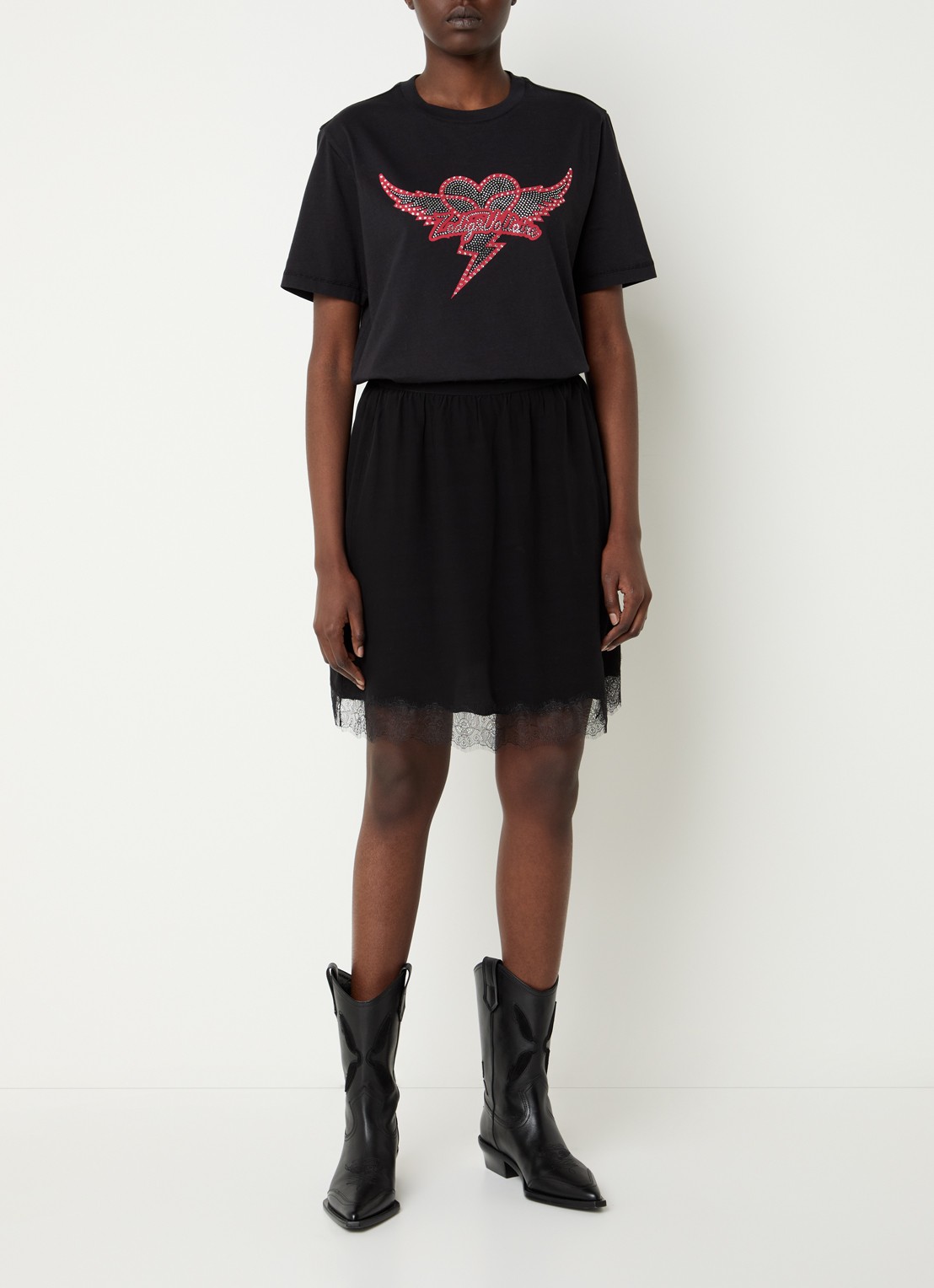 Zadig&Voltaire Edwin HC T-shirt met strass - voorkant 2 zwart