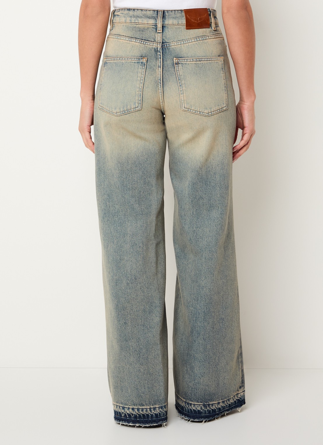 Zadig&Voltaire Eli high waist wide fit jeans met verwassen afwerking - achterkant indigo