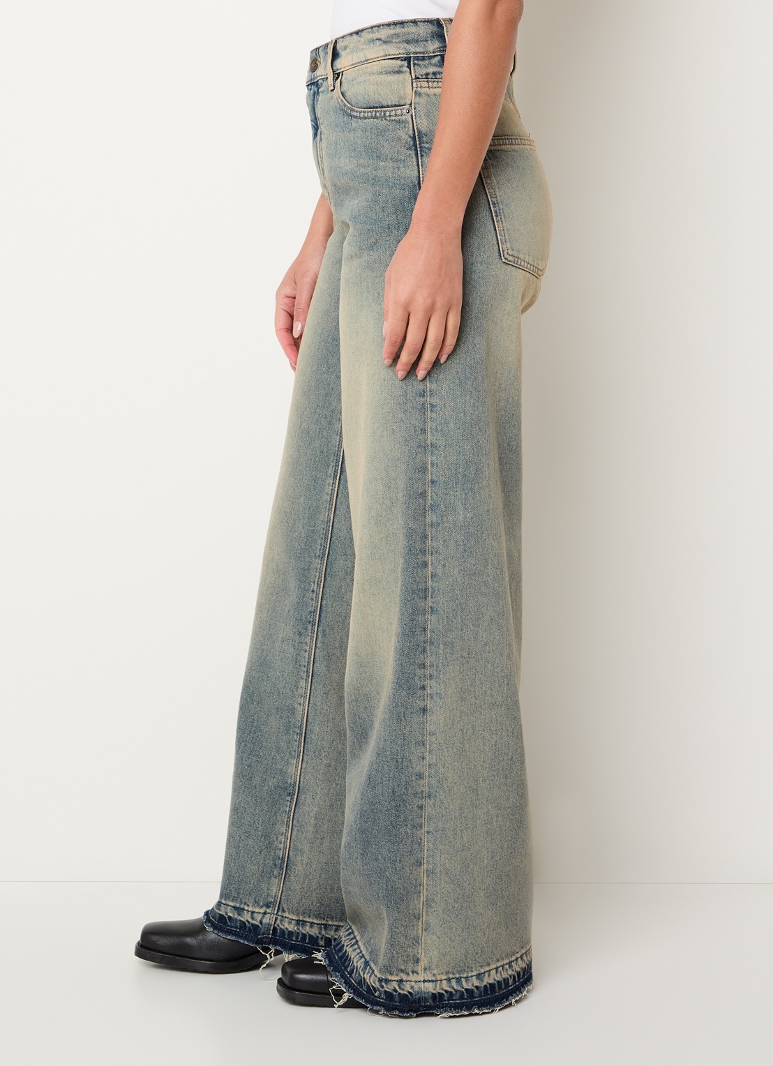Zadig&Voltaire Eli high waist wide fit jeans met verwassen afwerking - detail 5 indigo