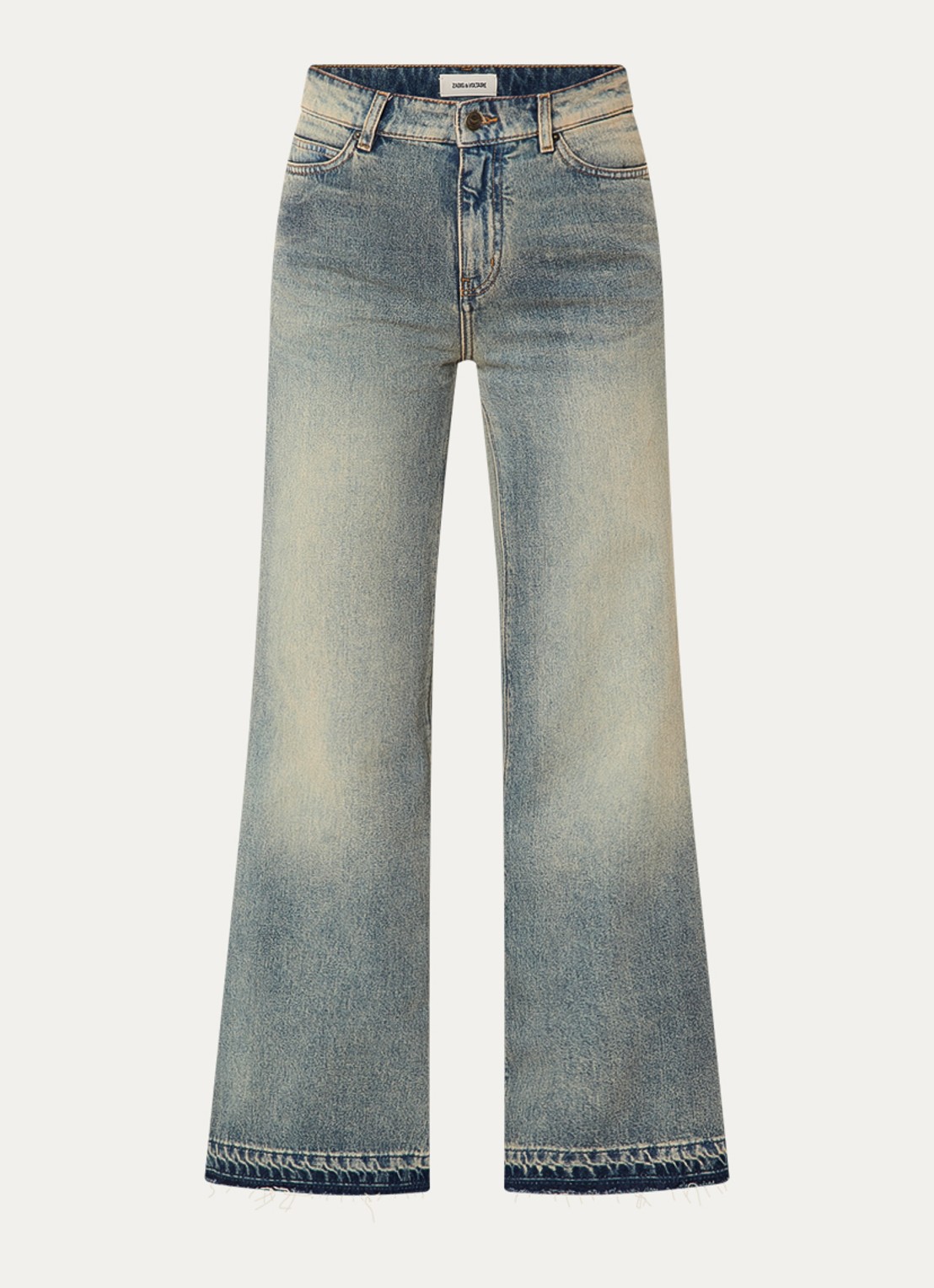 Zadig&Voltaire Eli high waist wide fit jeans met verwassen afwerking - voorkant 2 indigo