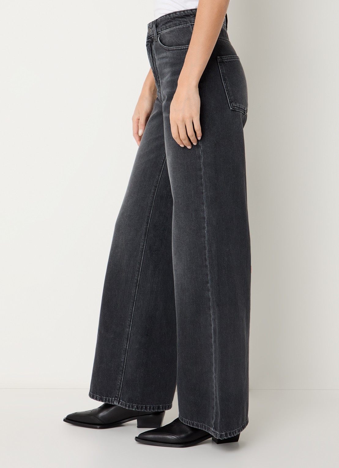 Zadig&Voltaire Eli high waist wide leg jeans met gekleurde wassing - detail 2 middengrijs