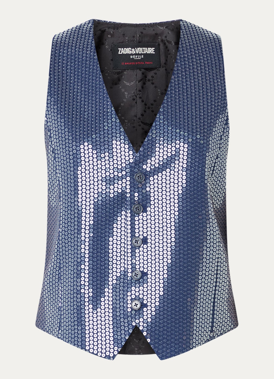 Zadig&Voltaire Emaux gilet met pailletten - voorkant 2 royalblauw
