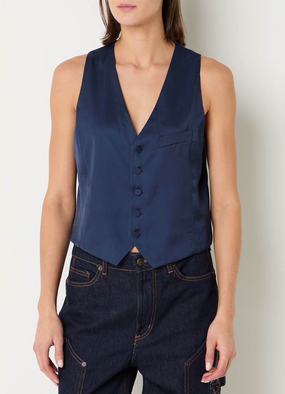 Zadig&Voltaire Emaux gilet van satijn - detail 3 royalblauw