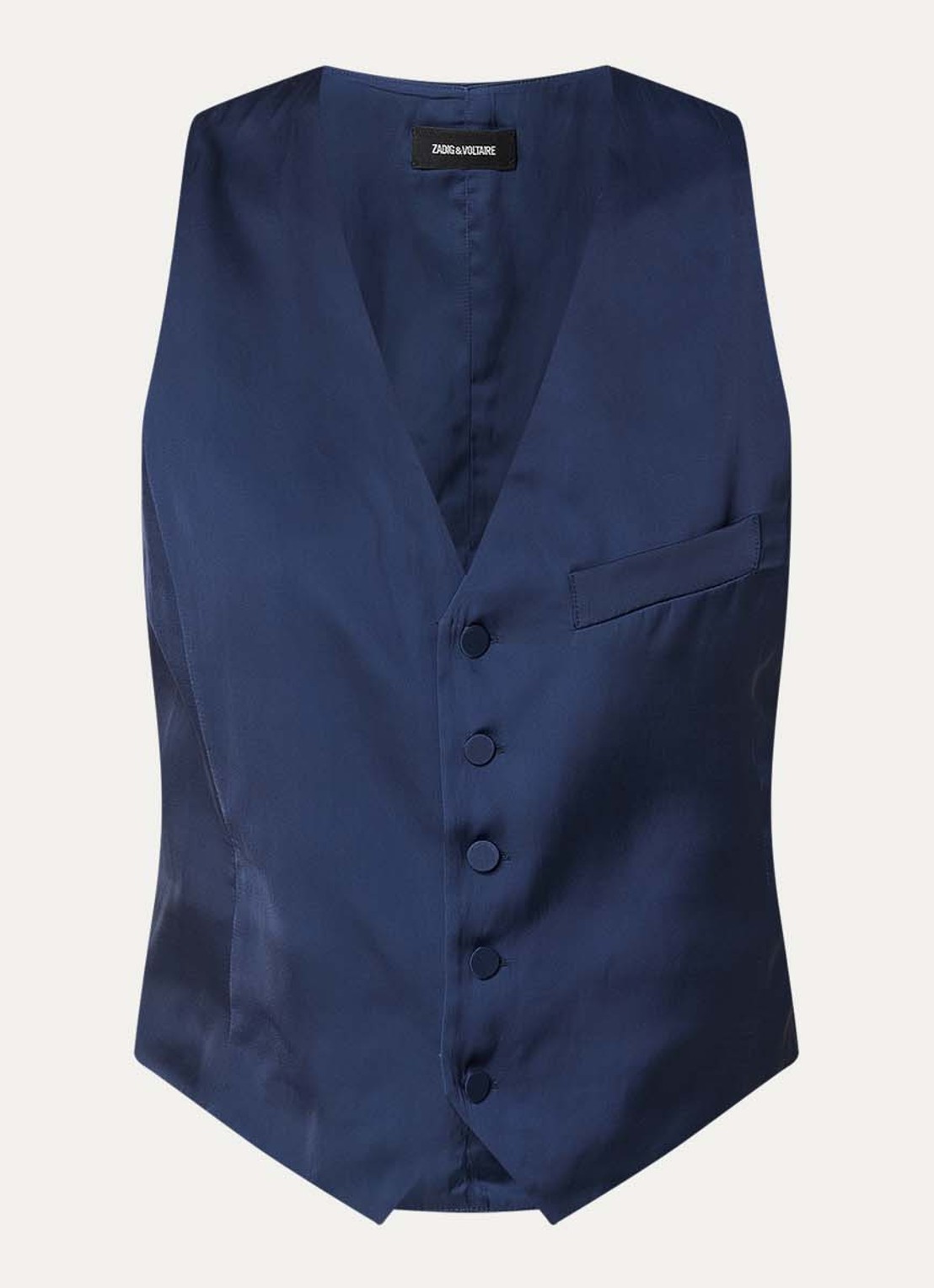 Zadig&Voltaire Emaux gilet van satijn - voorkant royalblauw