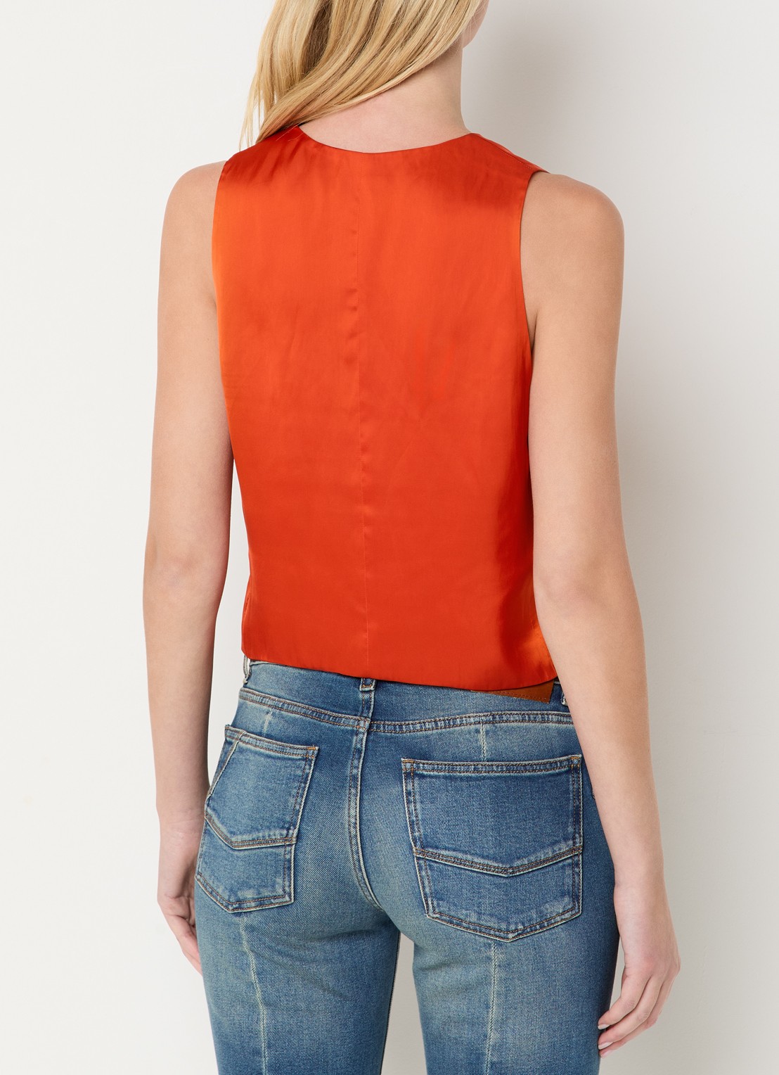 Zadig&Voltaire Emaux gilet van satijn - achterkant 3 oranjerood