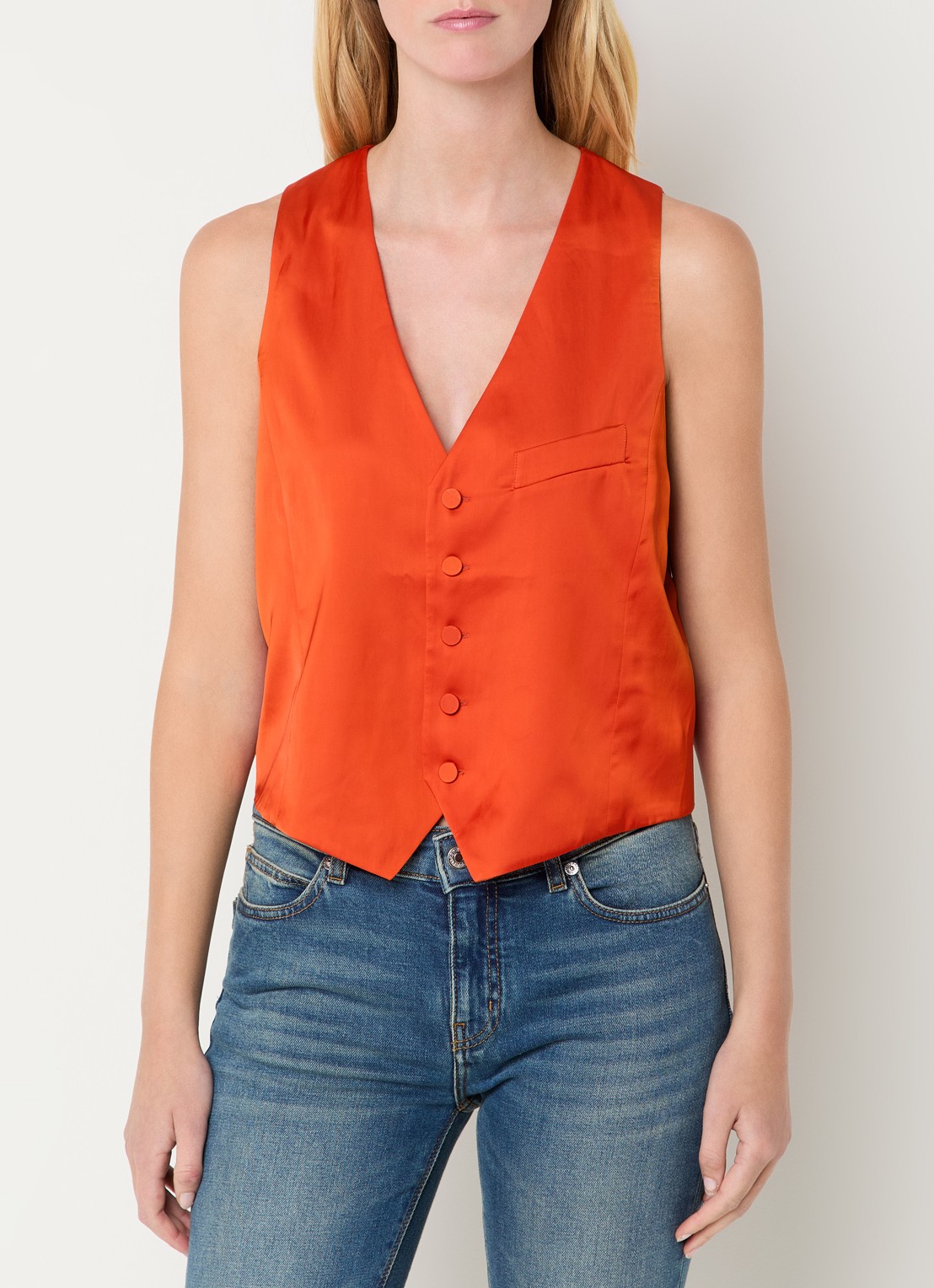 Zadig&Voltaire Emaux gilet van satijn - detail 4 oranjerood