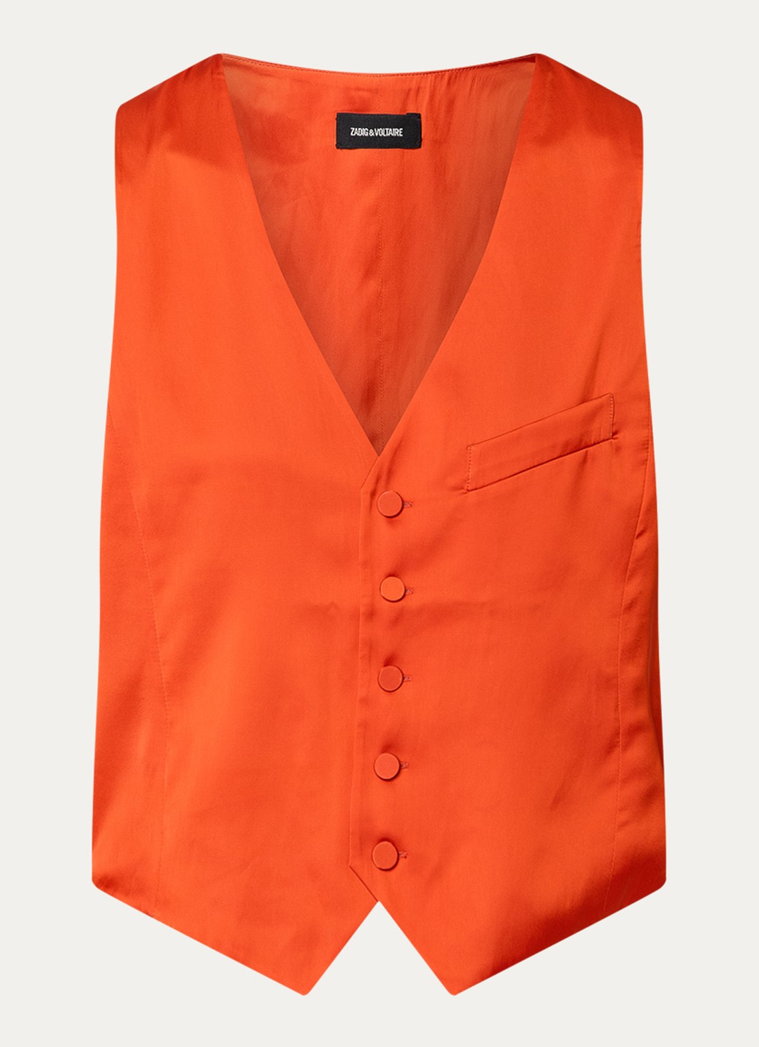 Zadig&Voltaire Emaux gilet van satijn - voorkant oranjerood