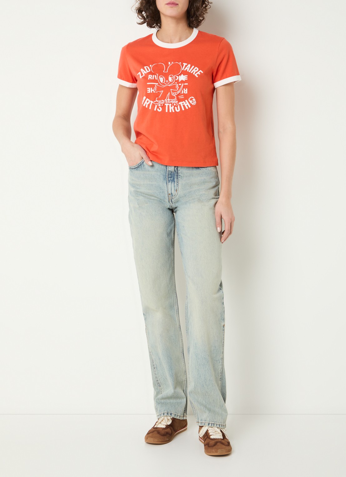 Zadig&Voltaire Ete high waist straight leg jeans met lichte wassing - voorkant 5 indigo