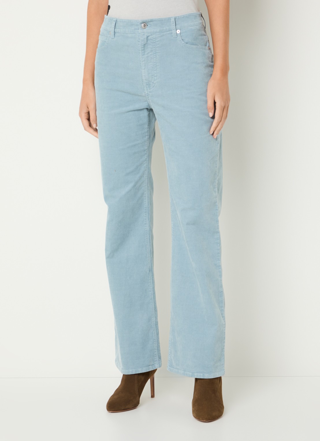 Zadig&Voltaire Evy high waist flared fit chino van corduroy met steekzakken - detail 4 lichtblauw