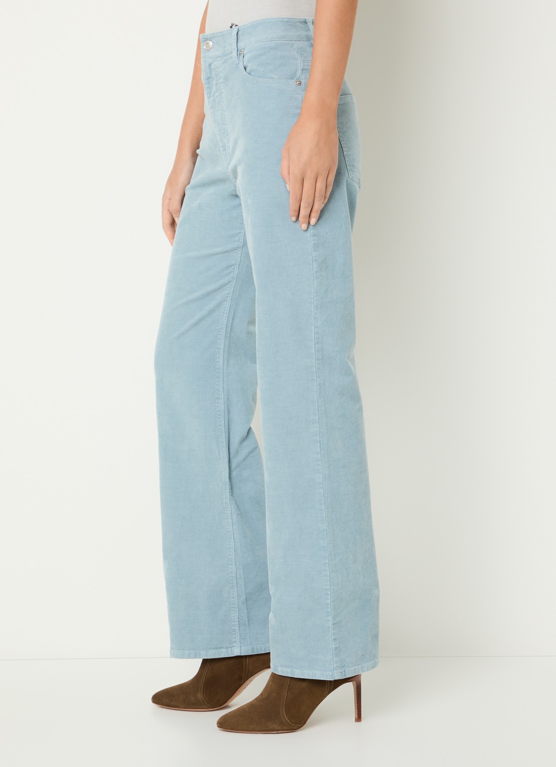 Zadig&Voltaire Evy high waist flared fit chino van corduroy met steekzakken - detail 5 lichtblauw