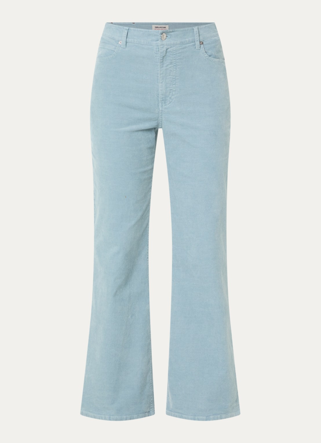 Zadig&Voltaire Evy high waist flared fit chino van corduroy met steekzakken - voorkant 2 lichtblauw