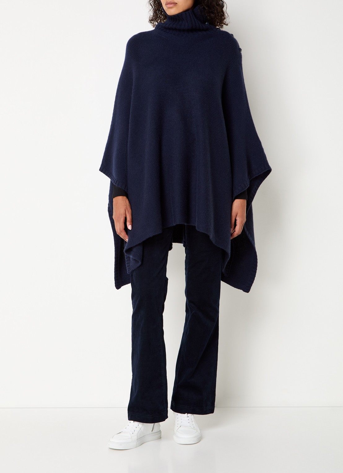 Zadig&Voltaire Fijngebreide poncho van kasjmier met col - voorkant 3 indigo