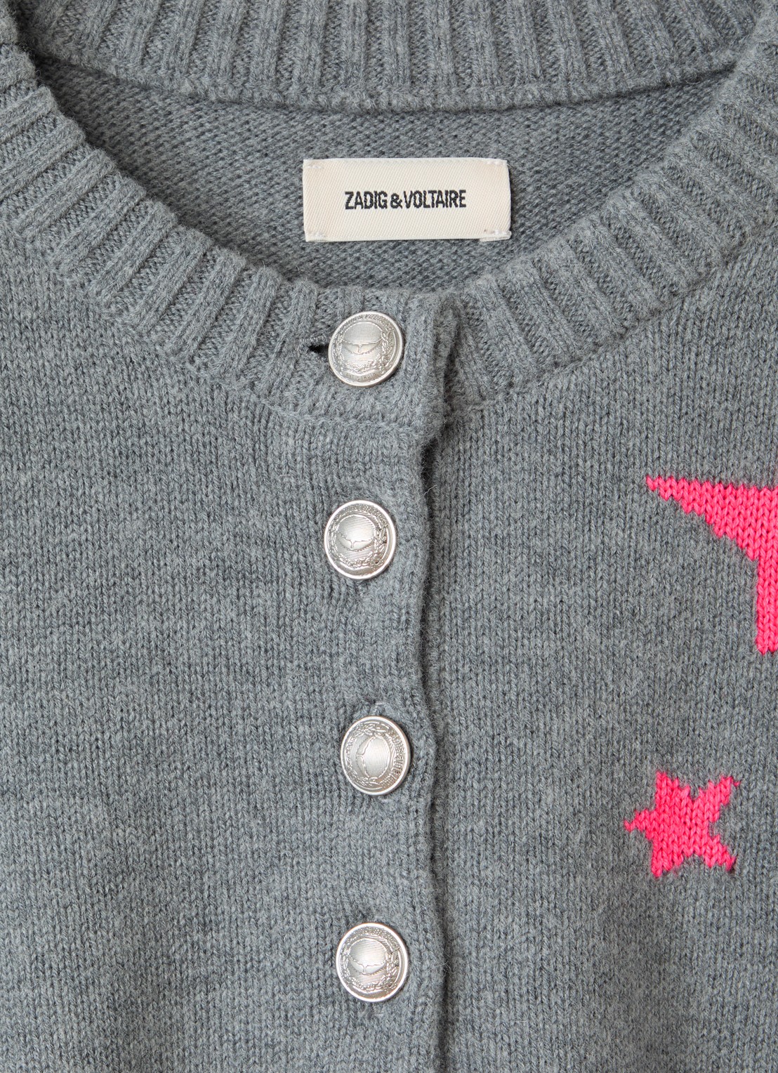 Zadig&Voltaire Fijngebreide trui met ingebreid patroon - detail 3 grijs