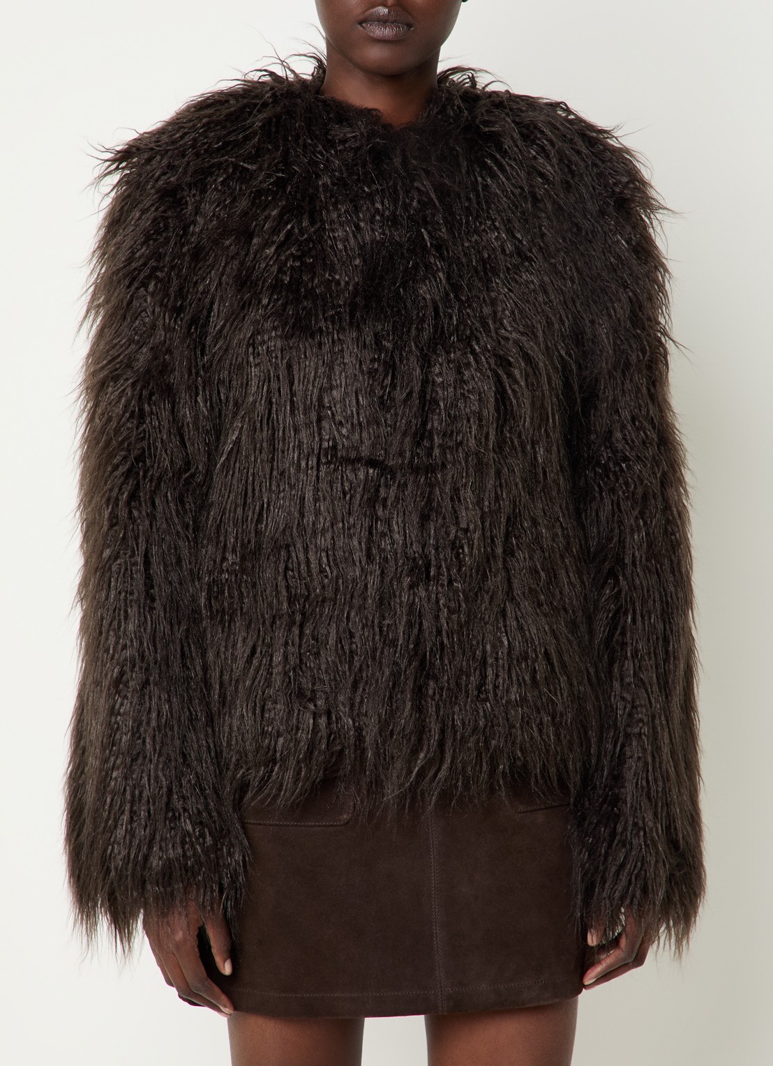 Zadig&Voltaire Freddie jas van imitatiebont  - detail 4 donkerbruin