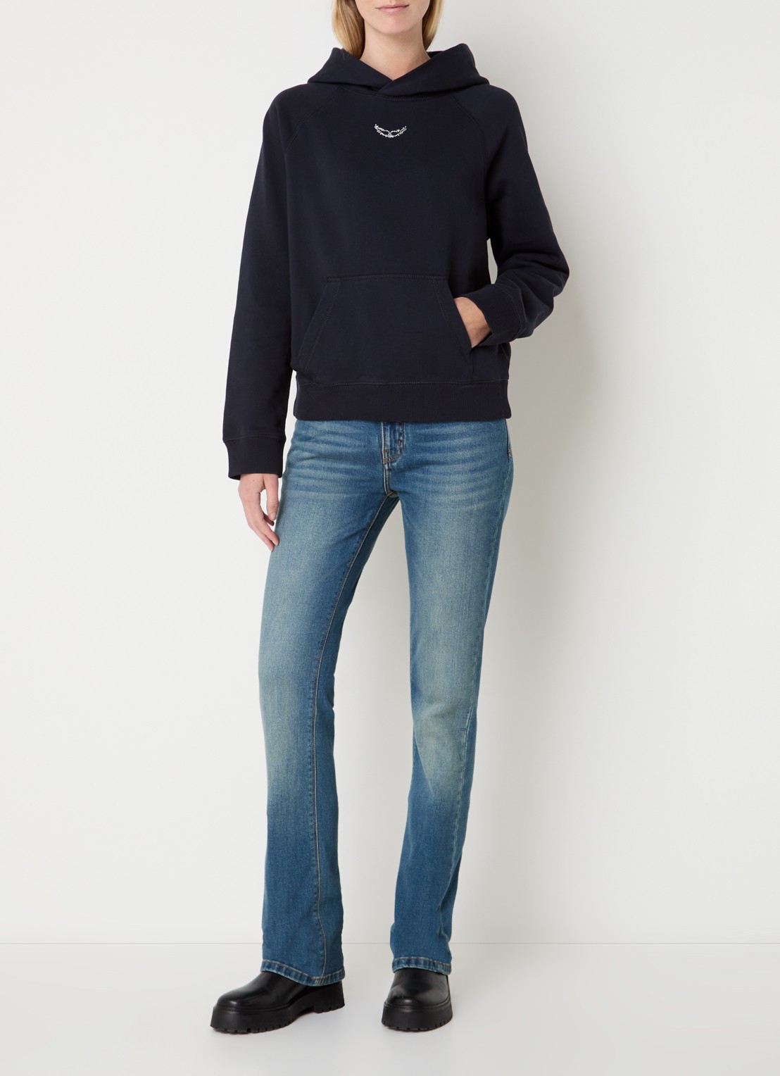 Zadig&Voltaire Georgy hoodie met front- en backprint van strass - voorkant 5 donkerblauw