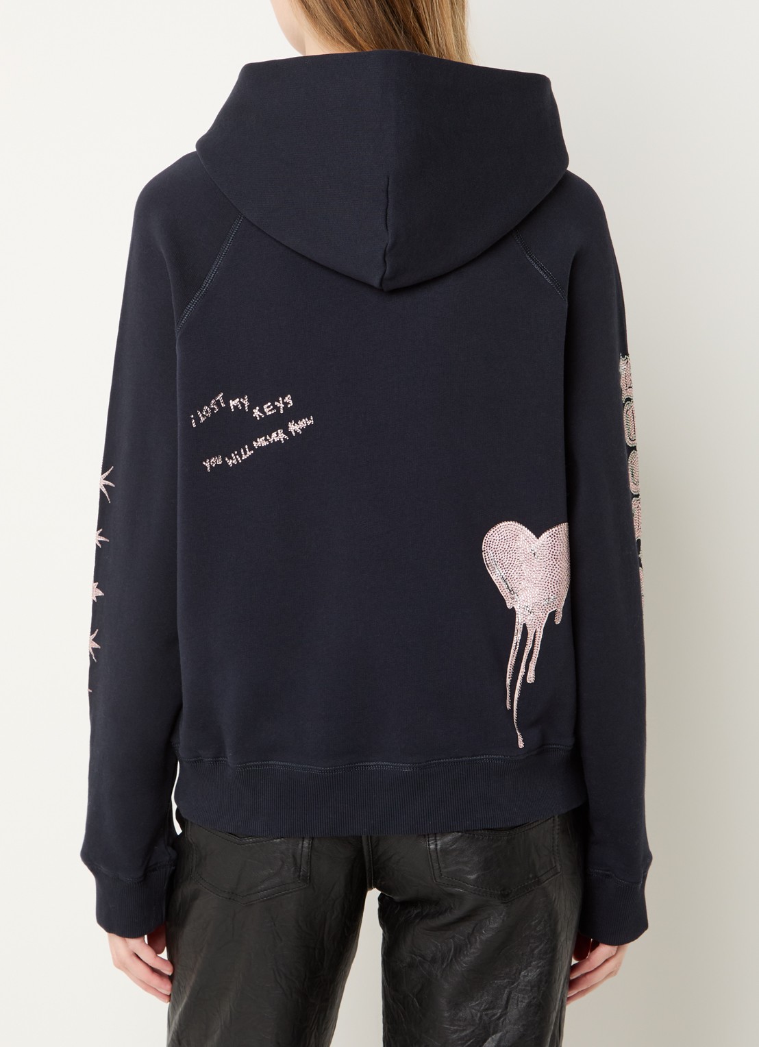 Zadig&Voltaire Georgy hoodie met logo en strass - achterkant 3 donkerblauw