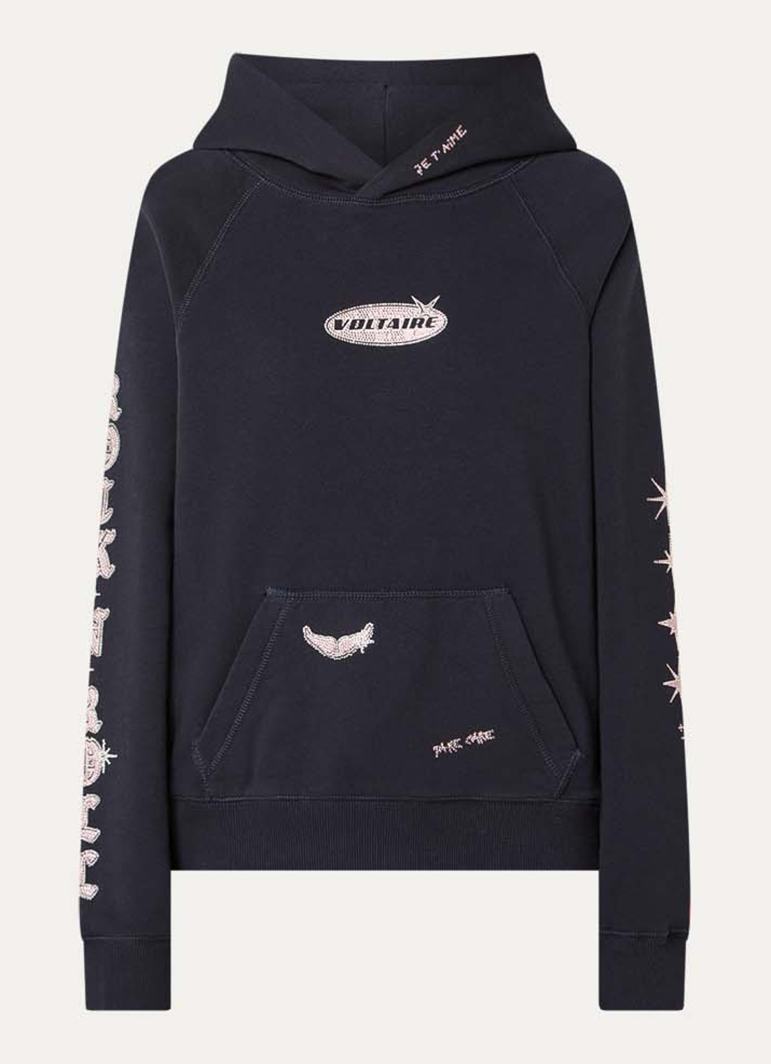 Zadig&Voltaire Georgy hoodie met logo en strass - voorkant 4 donkerblauw