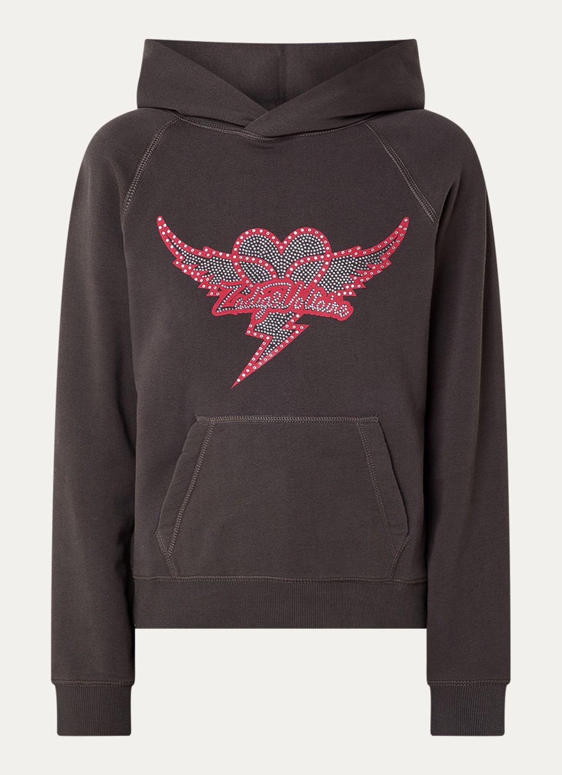 Zadig&Voltaire Georgy hoodie met logoprint en strass - voorkant 4 antraciet