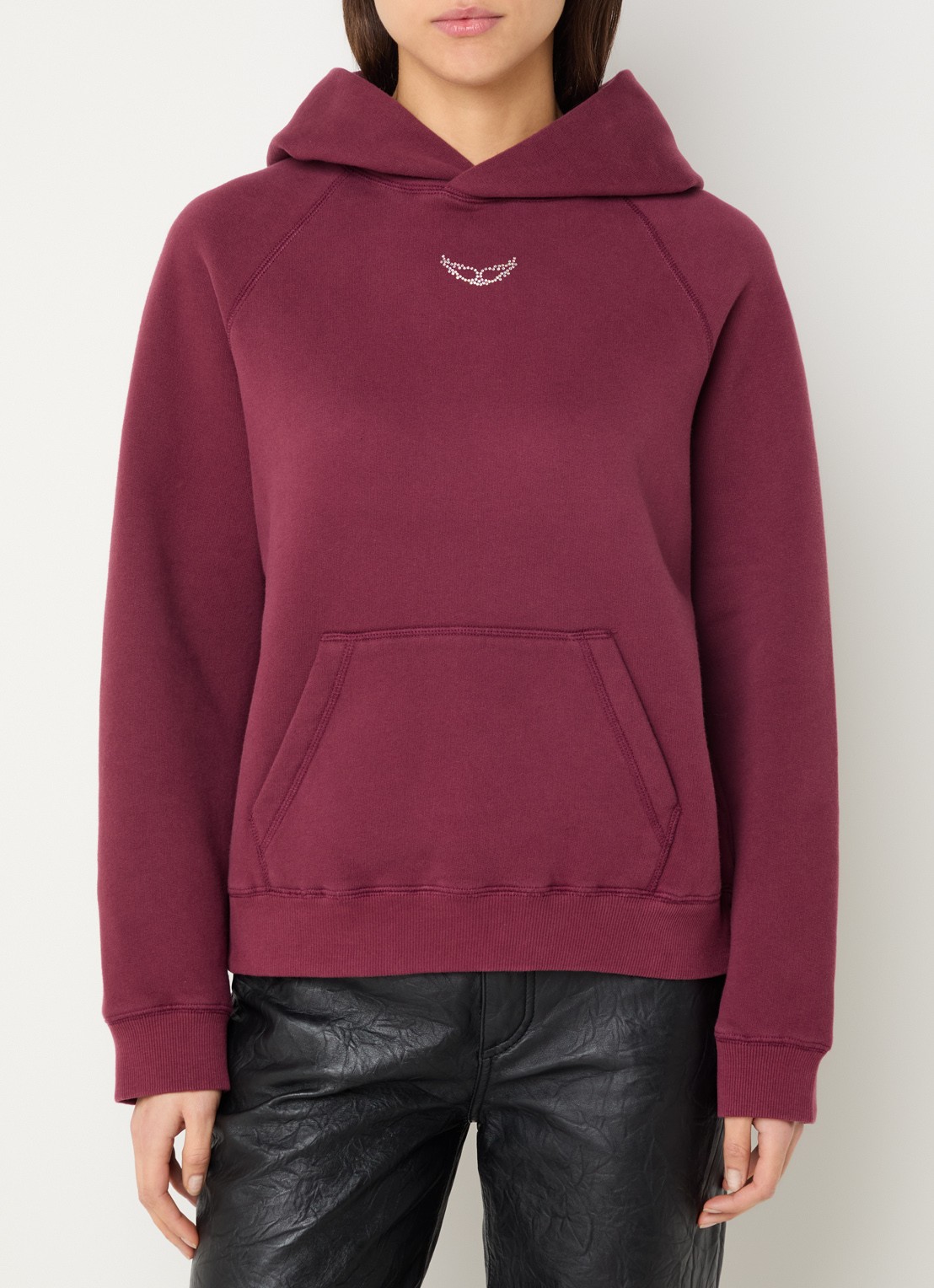 Zadig&Voltaire Georgy hoodie met strass en logoprint - achterkant 3 bordeauxrood
