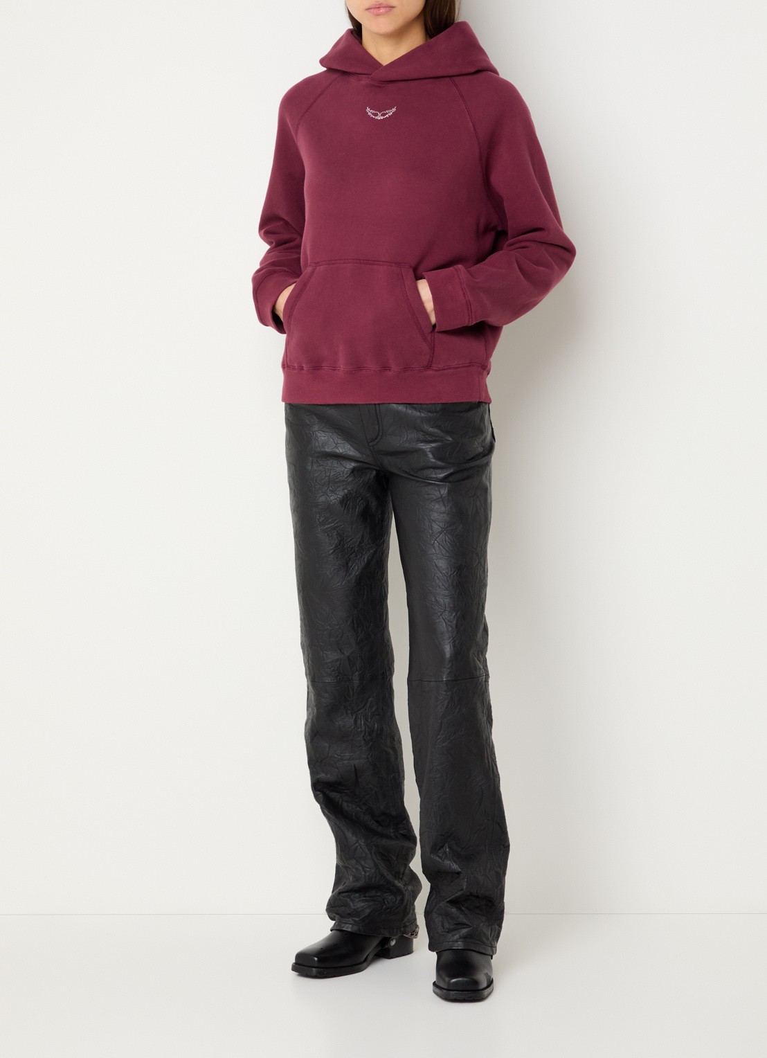 Zadig&Voltaire Georgy hoodie met strass en logoprint - voorkant 2 bordeauxrood