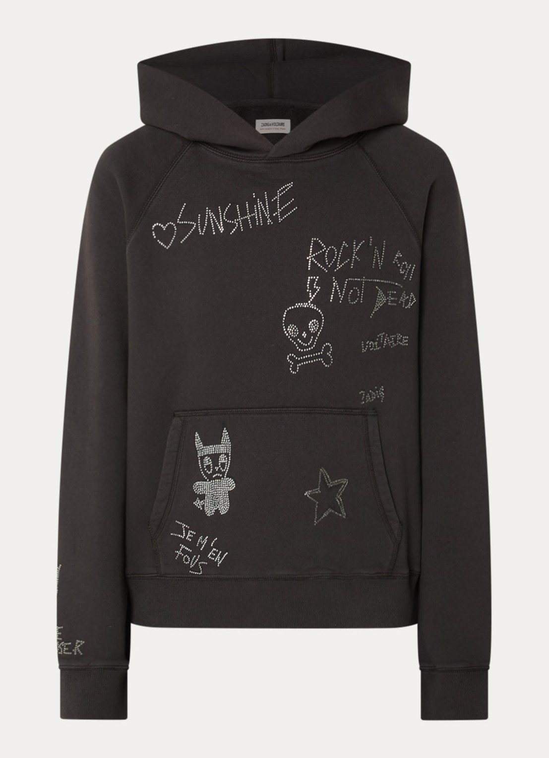 Zadig&Voltaire Georgy hoodie met strass - voorkant donkergrijs
