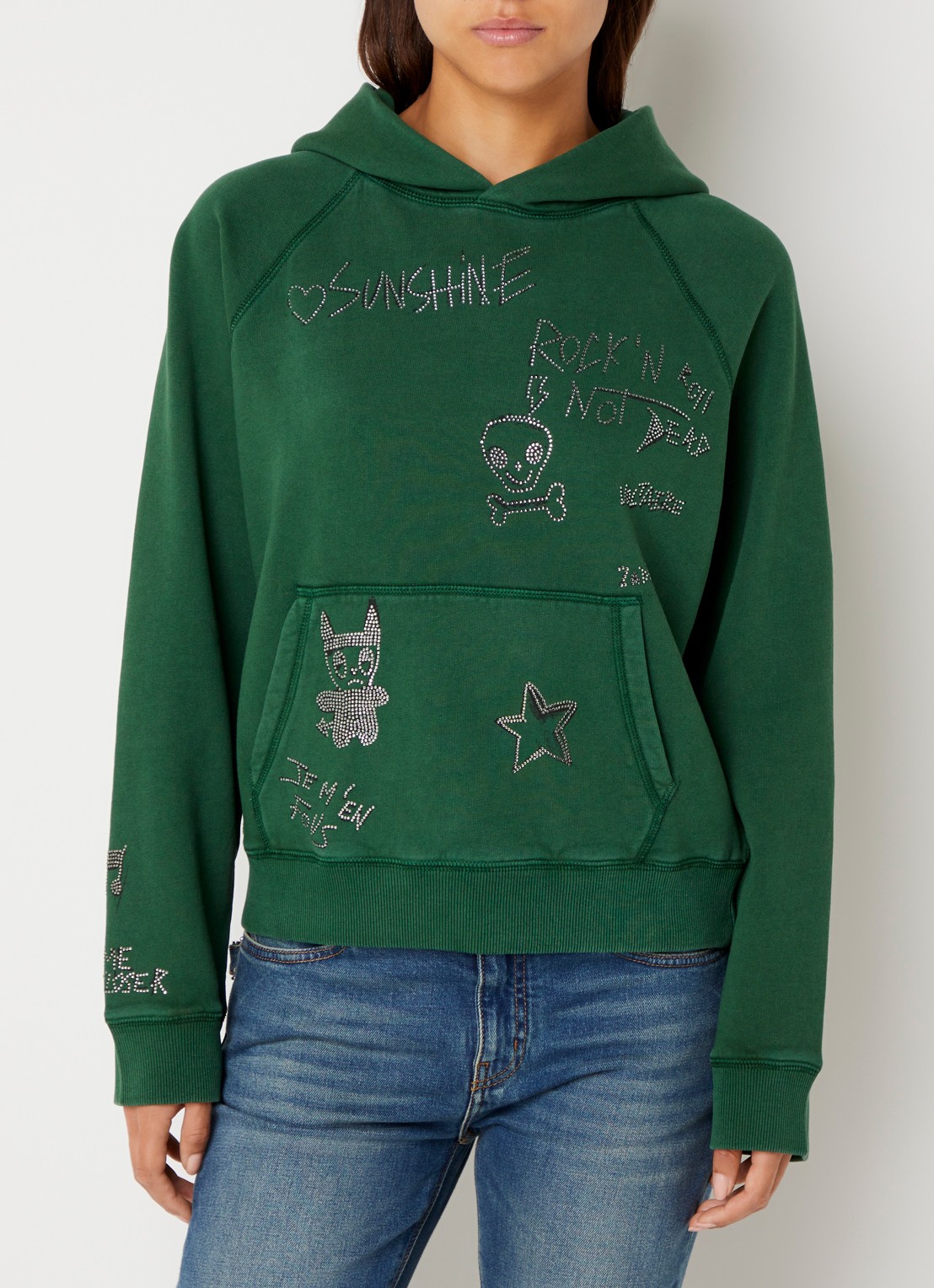Zadig&Voltaire Georgy hoodie met strass - achterkant 5 groen