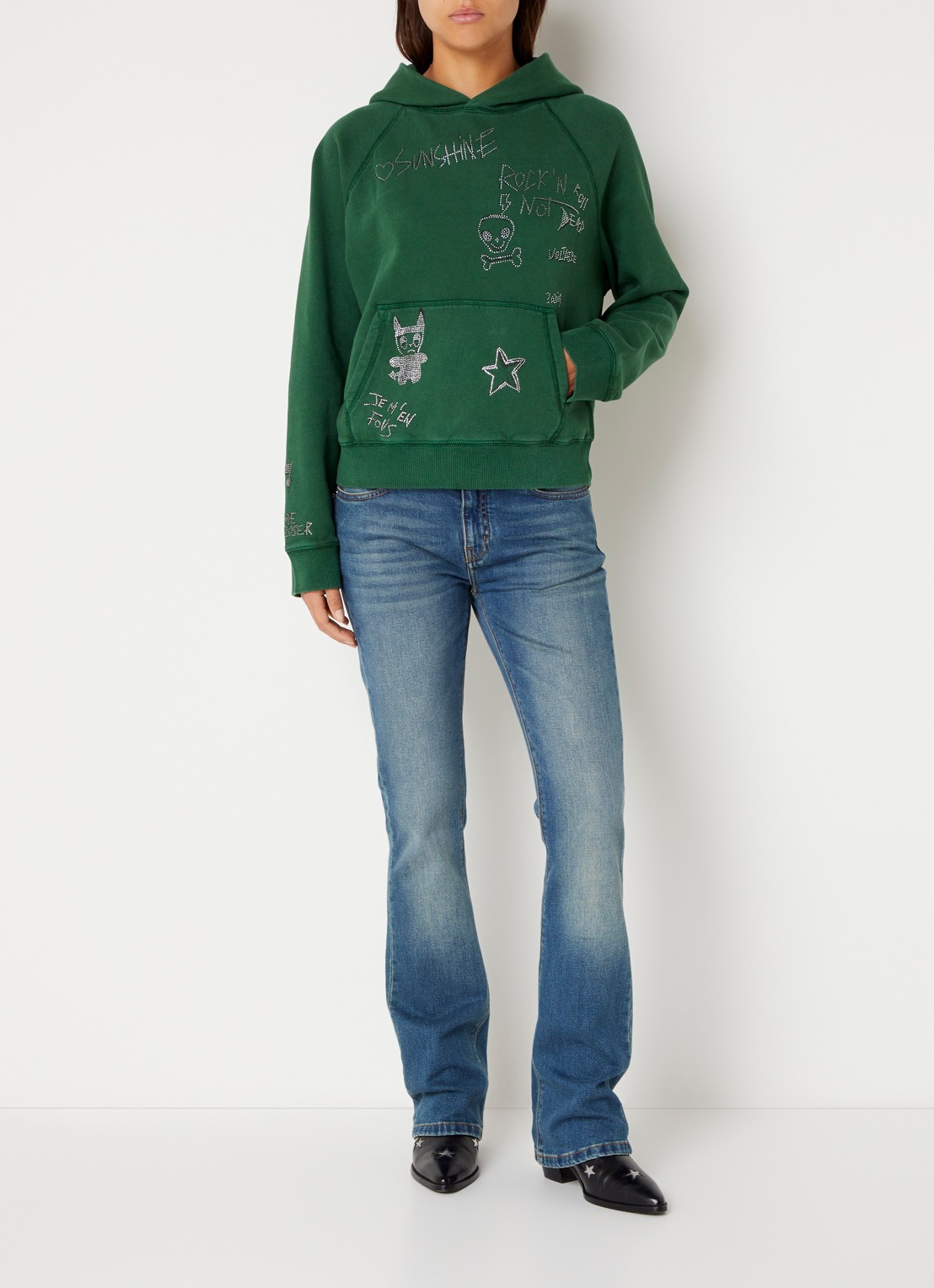 Zadig&Voltaire Georgy hoodie met strass - voorkant 4 groen