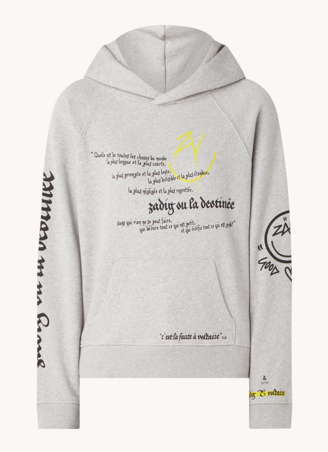 Zadig&Voltaire Georgy Mltcusto hoodie met front- en backprint - voorkant 2 grijs