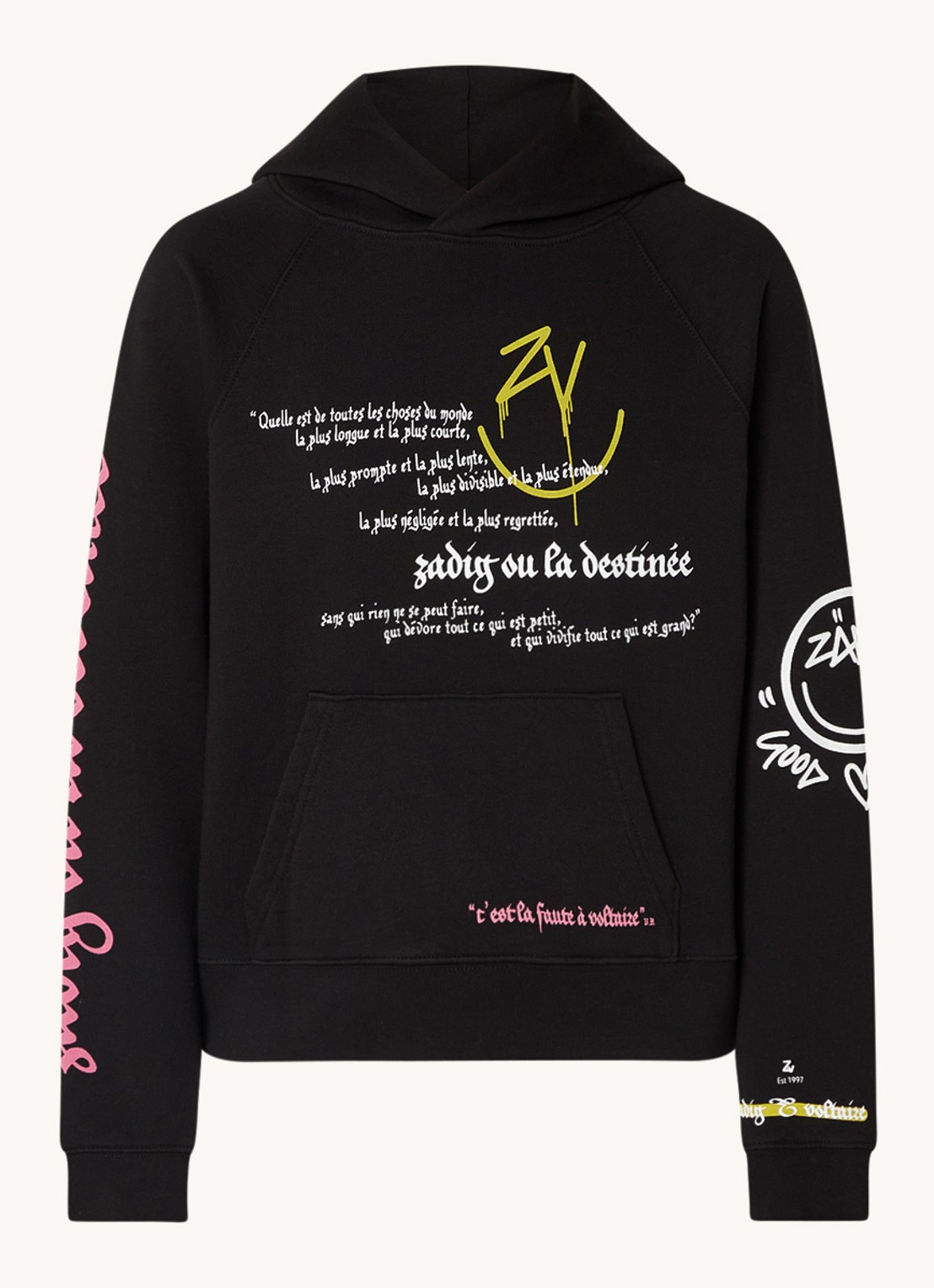 Zadig&Voltaire Georgy Mltcusto hoodie met front- en backprint - voorkant 4 zwart