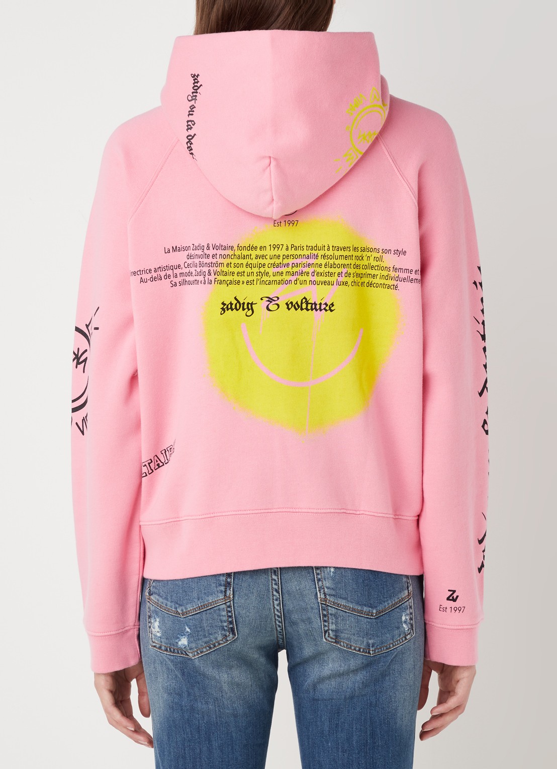 Zadig&Voltaire Georgy Mltcusto hoodie met front- en backprint - achterkant roze