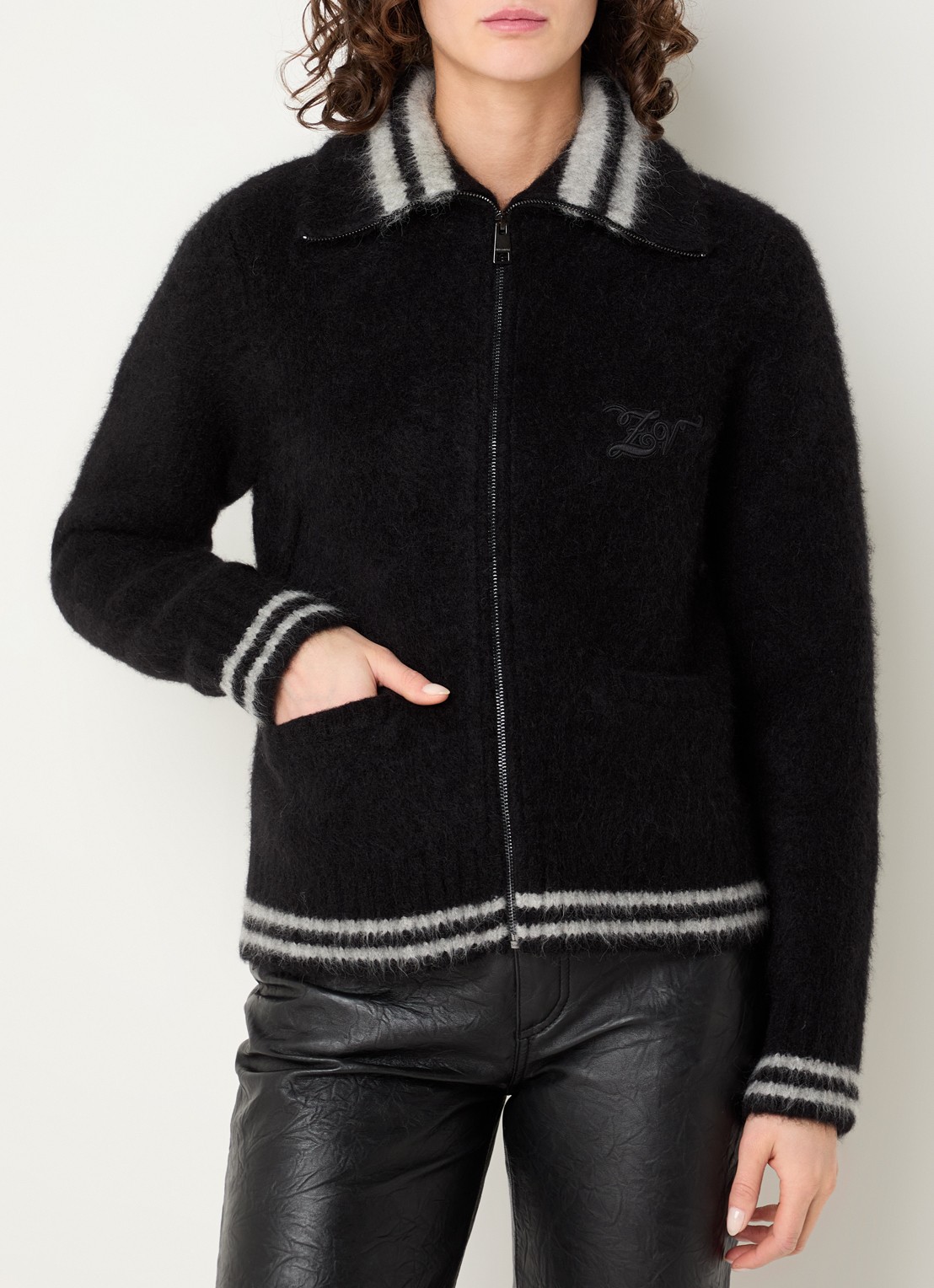 Zadig&Voltaire Gildas jack met logo en steekzakken - detail 4 zwart