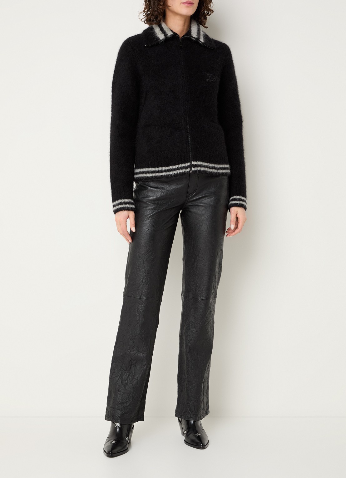 Zadig&Voltaire Gildas jack met logo en steekzakken - voorkant 3 zwart