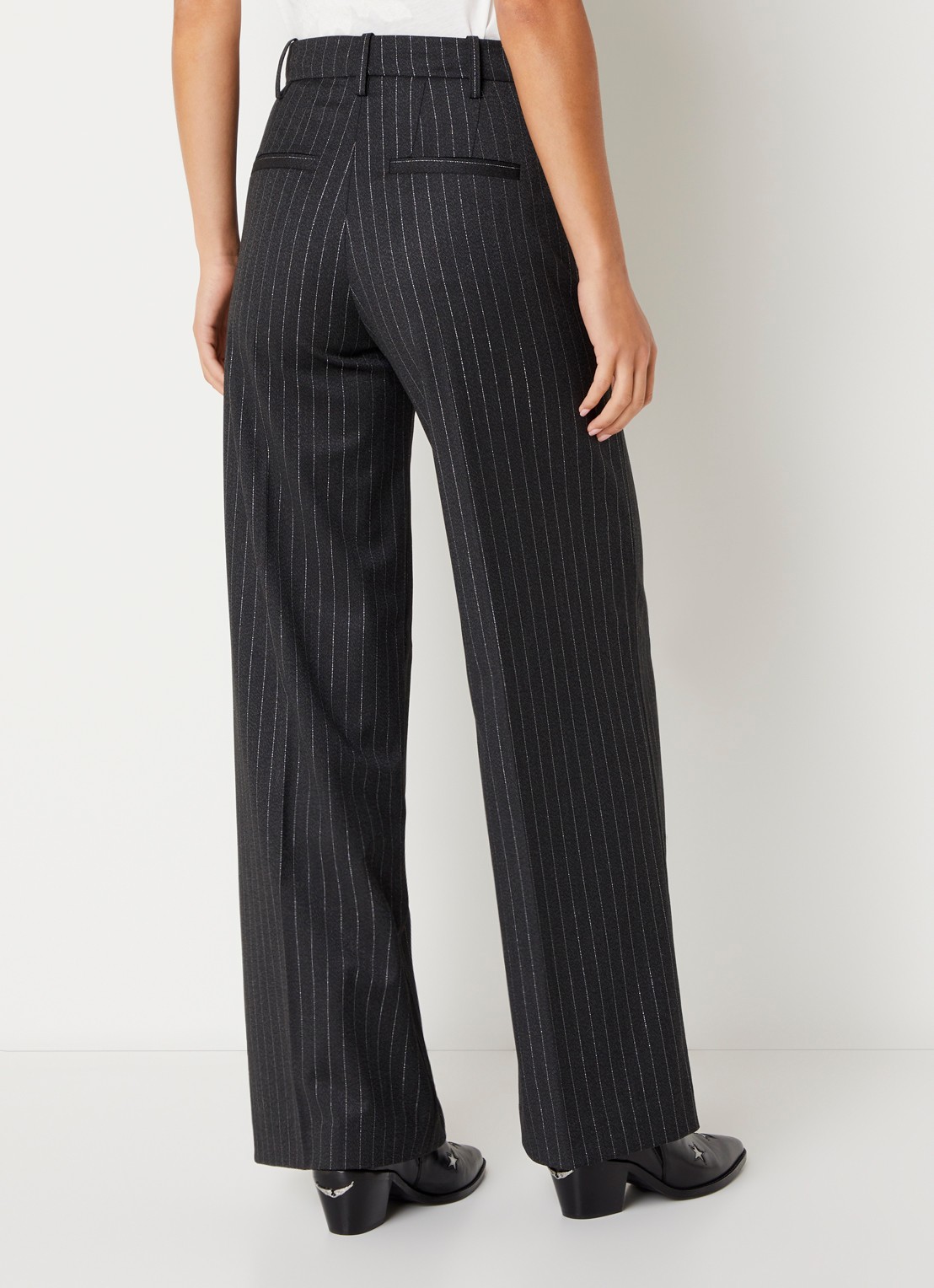 Zadig&Voltaire High waist straight fit pantalon met lurex - achterkant antraciet