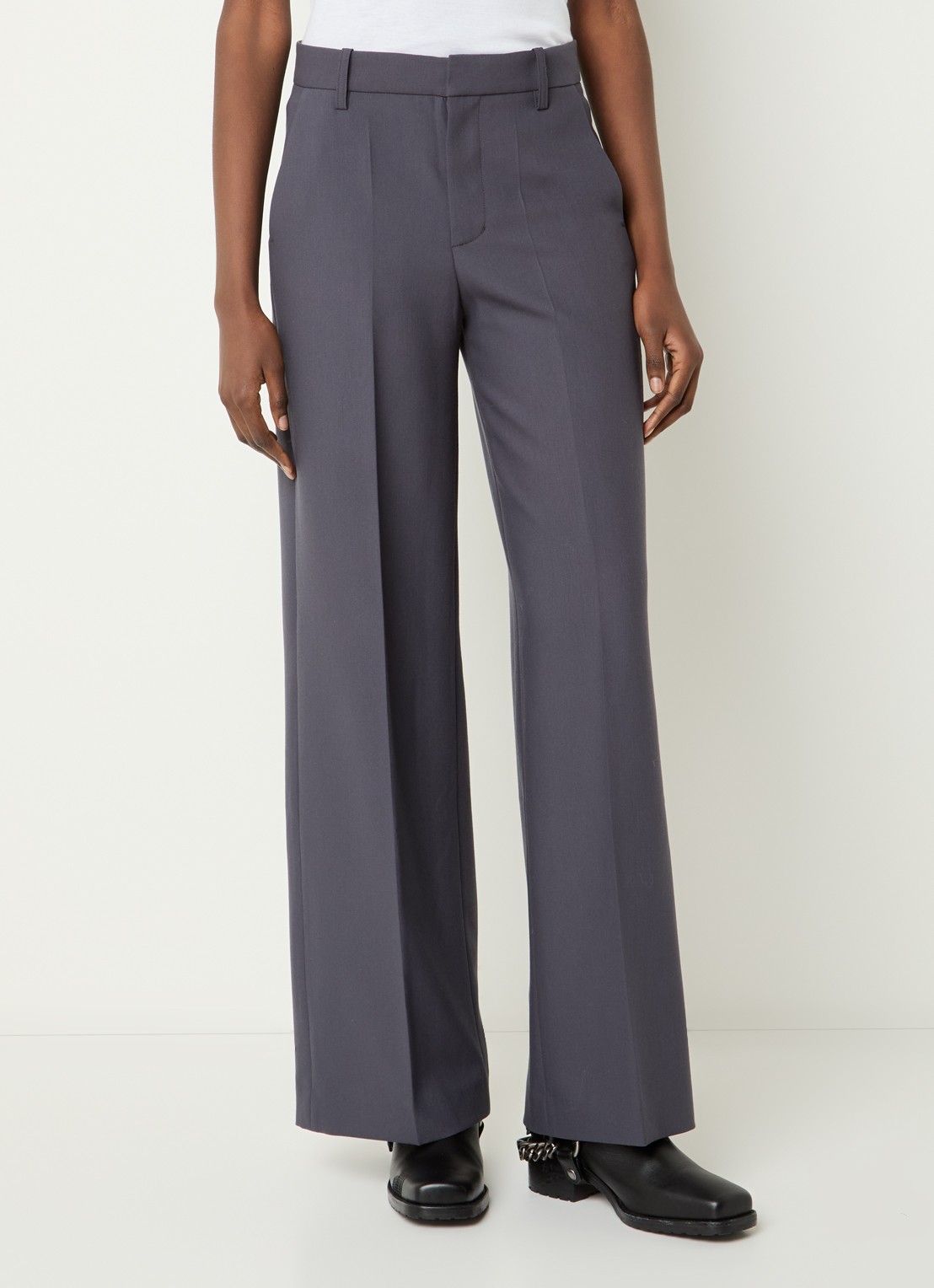 Zadig&Voltaire High waist wide fit pantalon met steekzakken - detail 2 antraciet