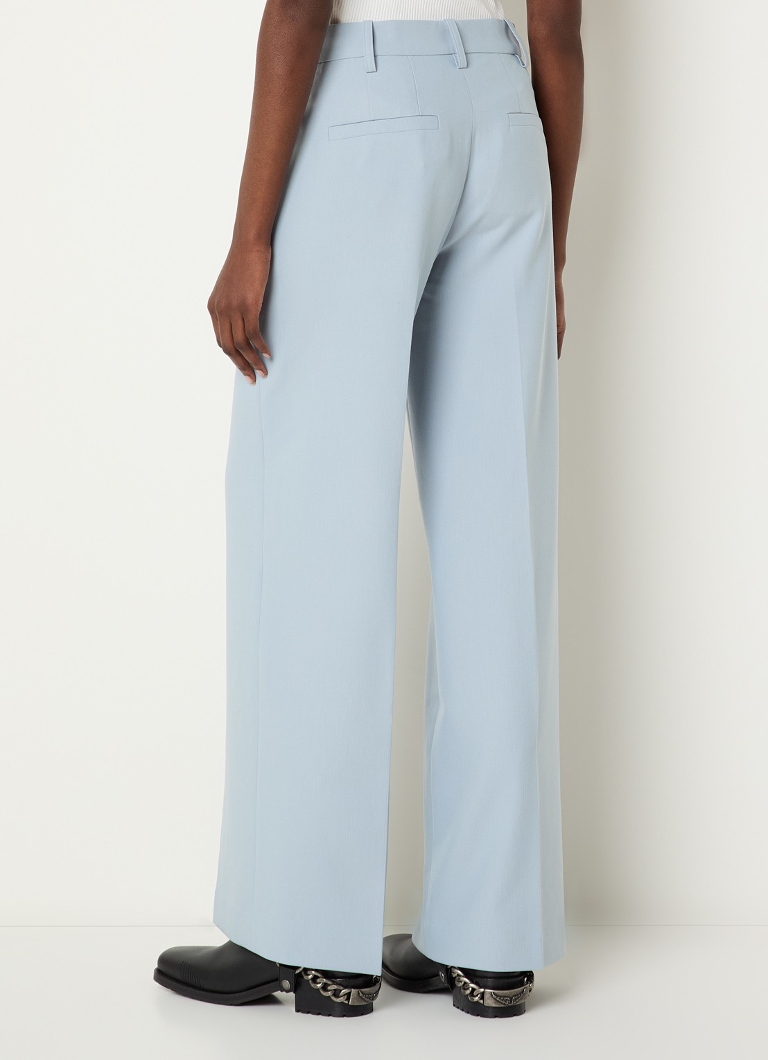 Zadig&Voltaire High waist wide fit pantalon met steekzakken - achterkant 4 lichtblauw