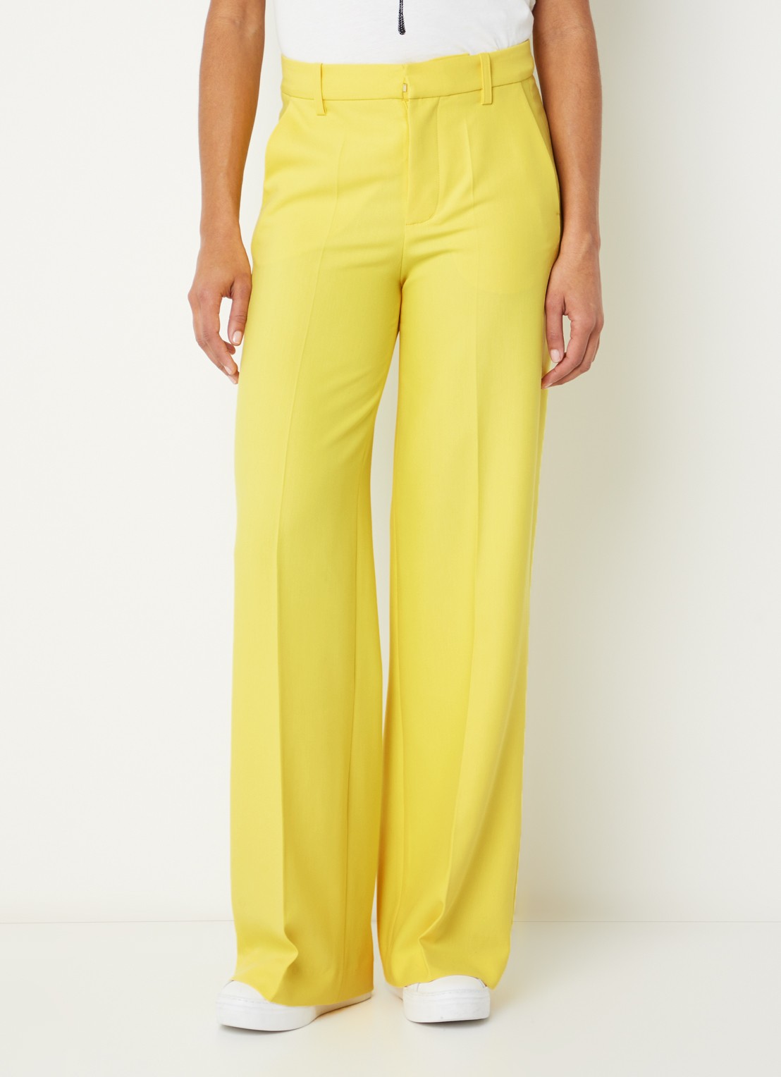 Zadig&Voltaire High waist wide fit pantalon met steekzakken - detail 3 geel