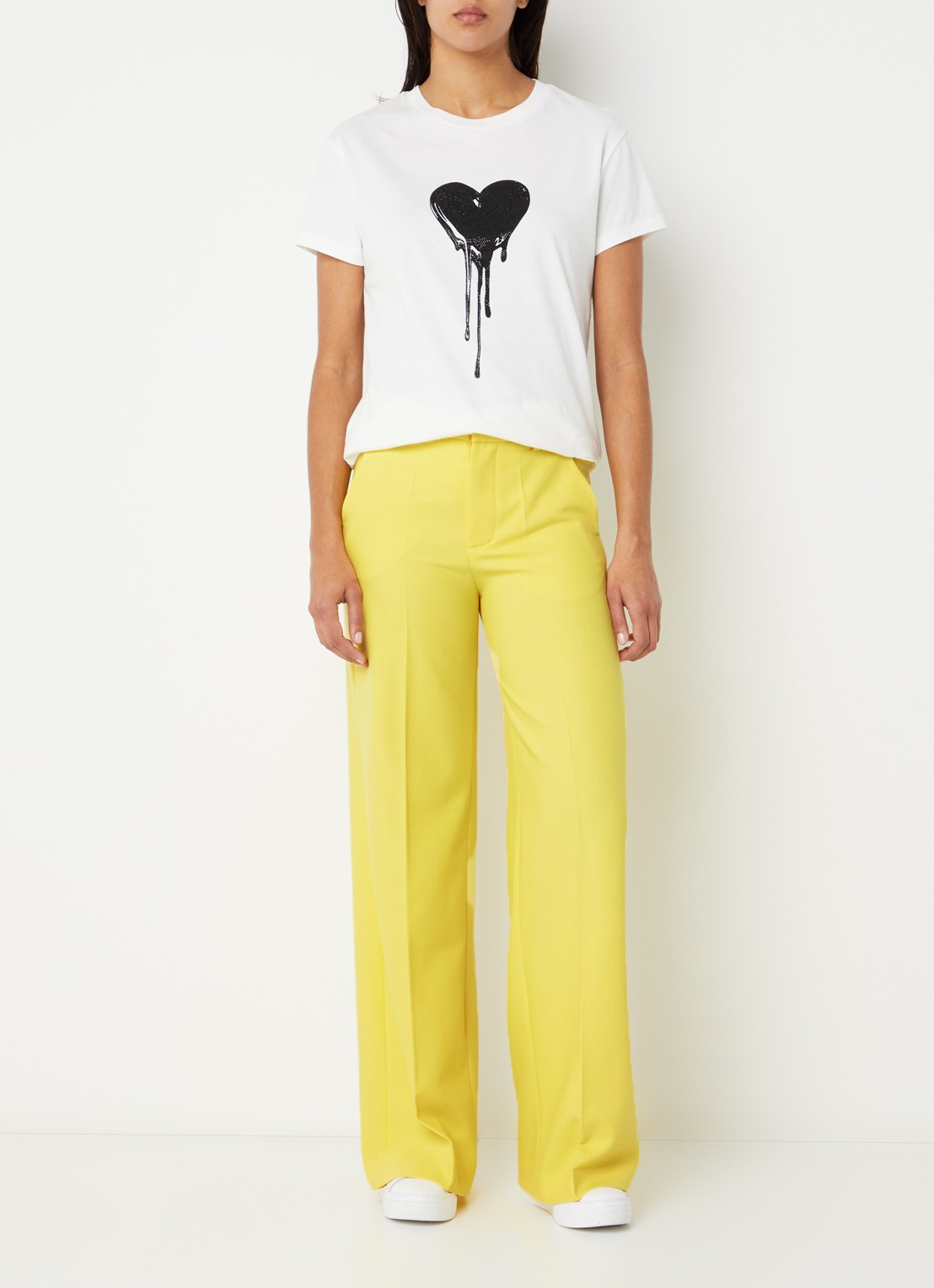 Zadig&Voltaire High waist wide fit pantalon met steekzakken - voorkant 2 geel