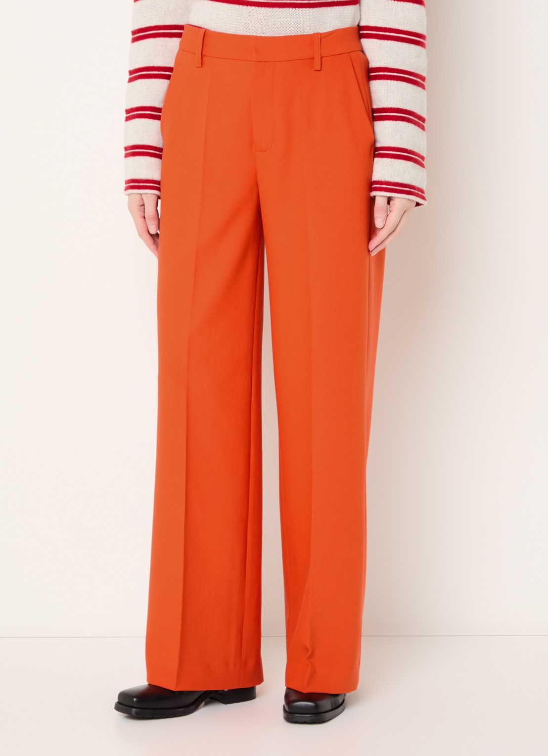 Zadig&Voltaire High waist wide fit pantalon met steekzakken - detail 4 orange