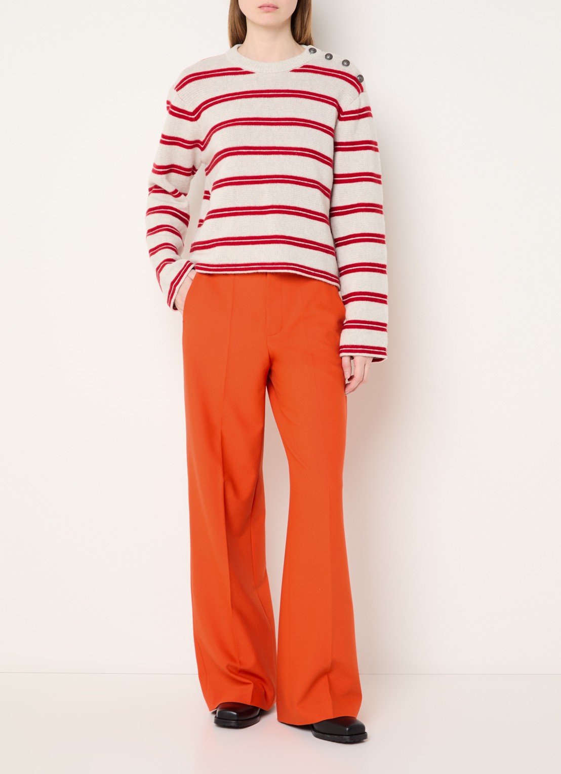 Zadig&Voltaire High waist wide fit pantalon met steekzakken - voorkant 3 orange