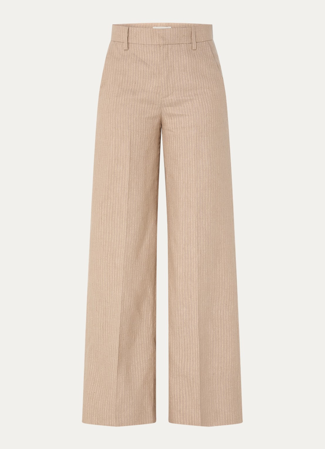 Zadig&Voltaire High waist wide fit pantalon met streepprint en lurex - voorkant 3 beige