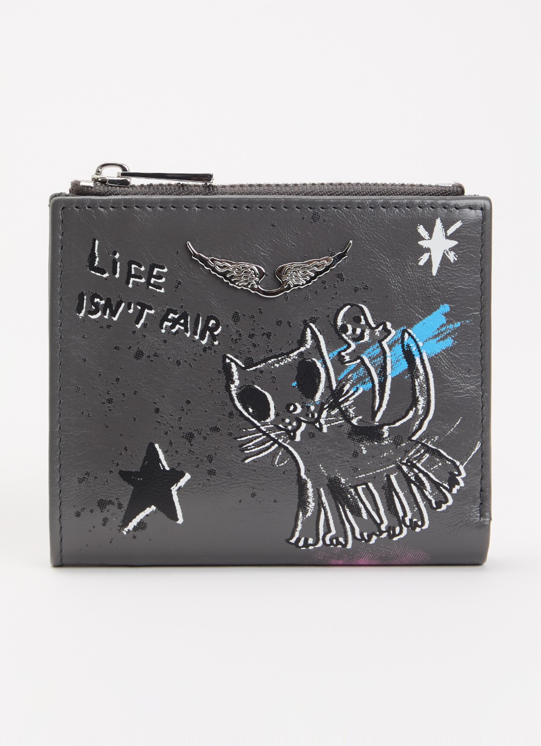 Zadig&Voltaire Humbe portemonnee met print - voorkant 2 grijs