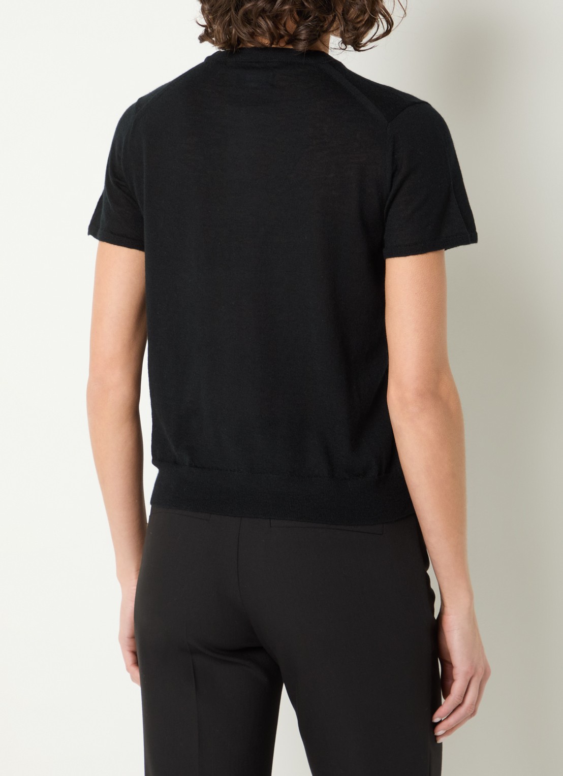 Zadig&Voltaire Idal fijngebreid T-shirt van kasjmier met ingebreide print en strass - achterkant 2 zwart